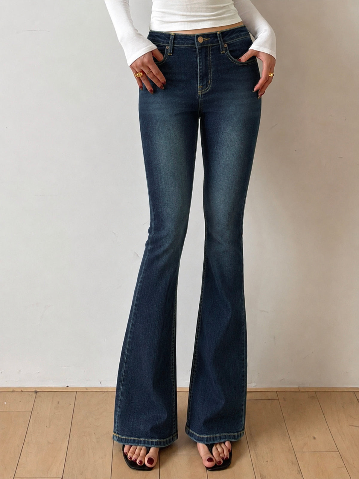 Northern Blue Flap Pocket Y2K Bootcut Jeans