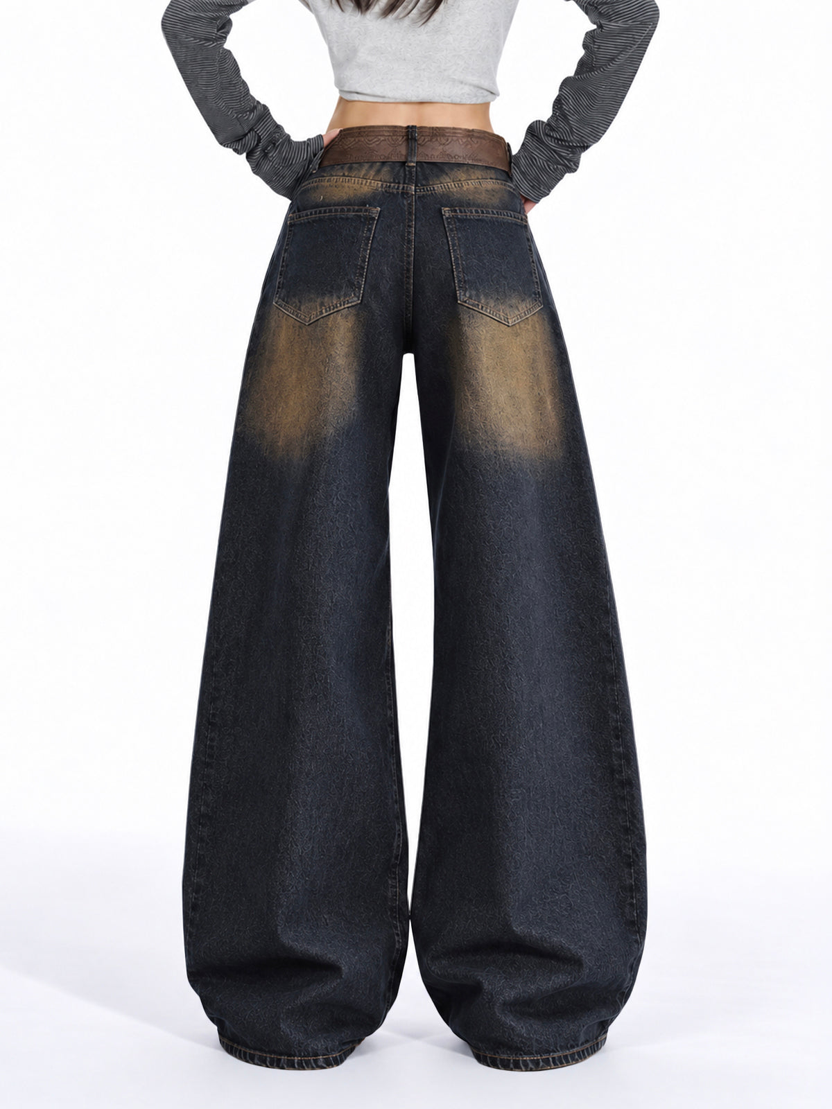 Riva Blue Panelled Super Wide Leg Jeans