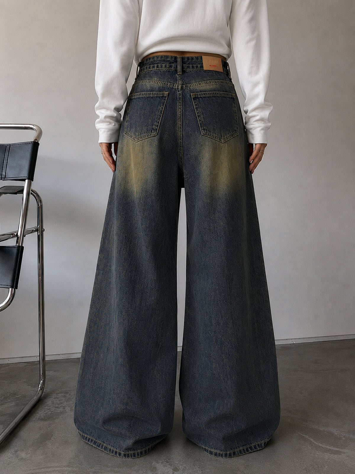 Misty Graphite Blue Washed Super Wide Leg Jeans