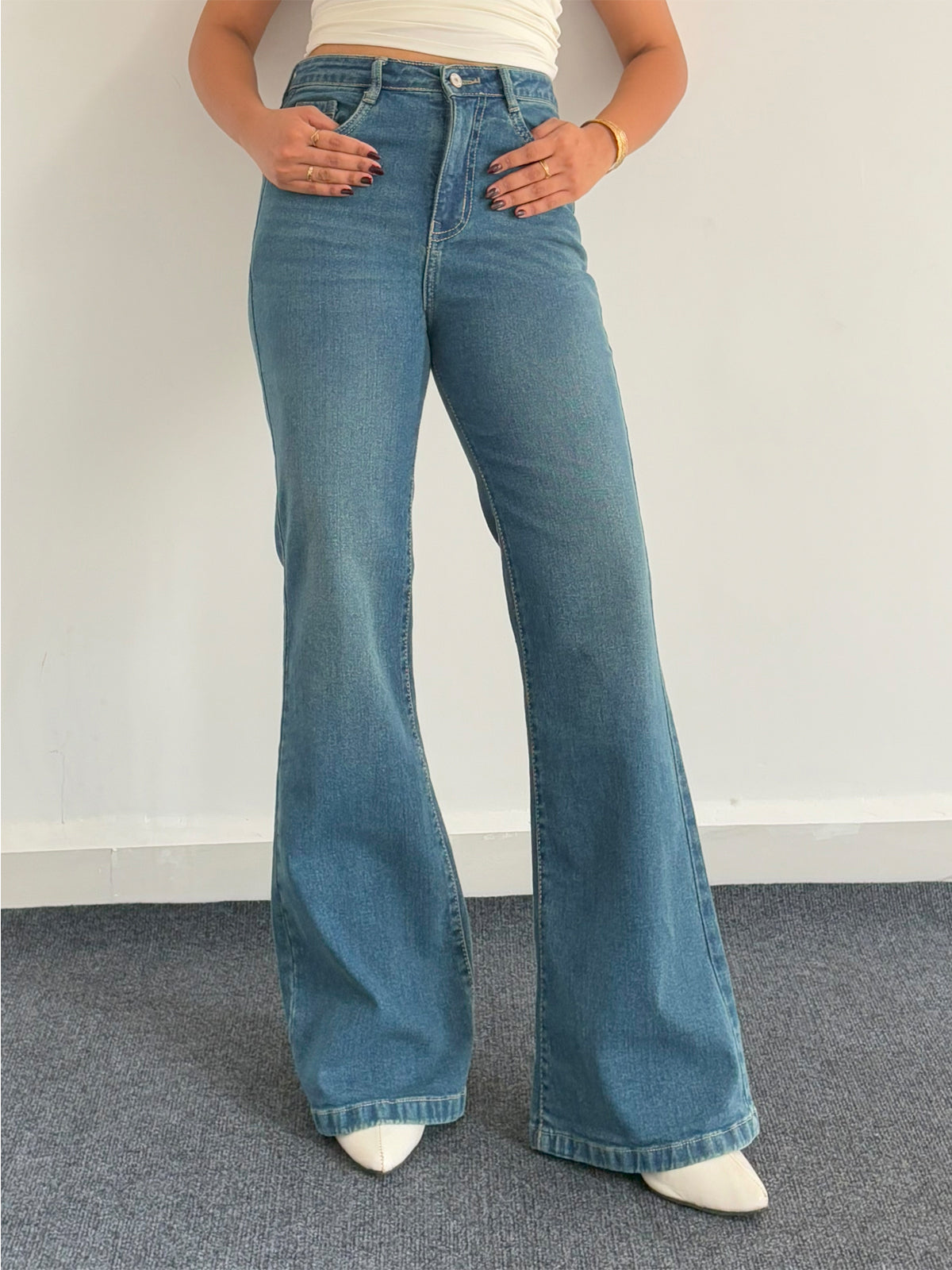 Premium Blue Vintage Washed Bootcut Jeans