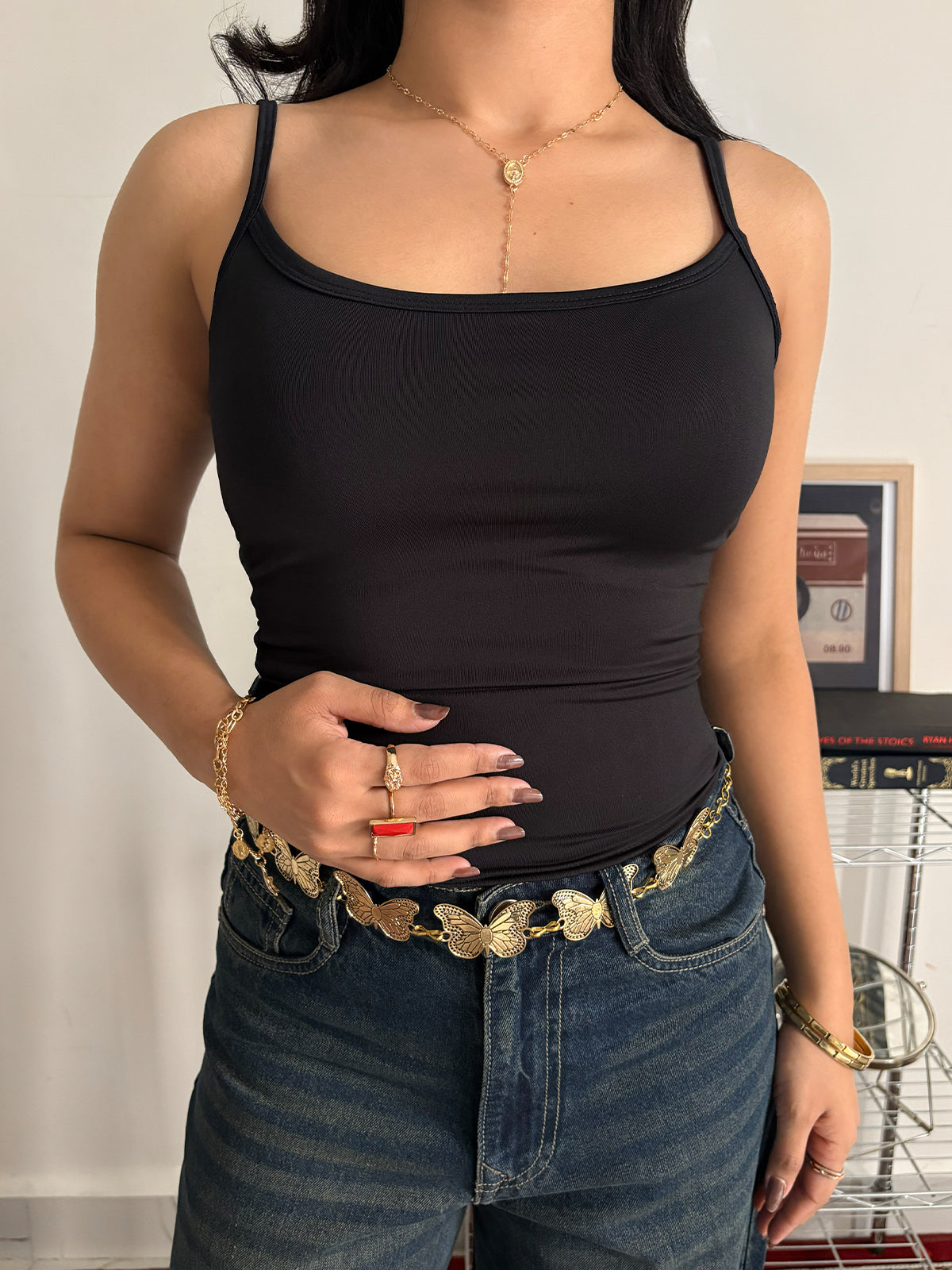 Black Slim Fit Cami Top