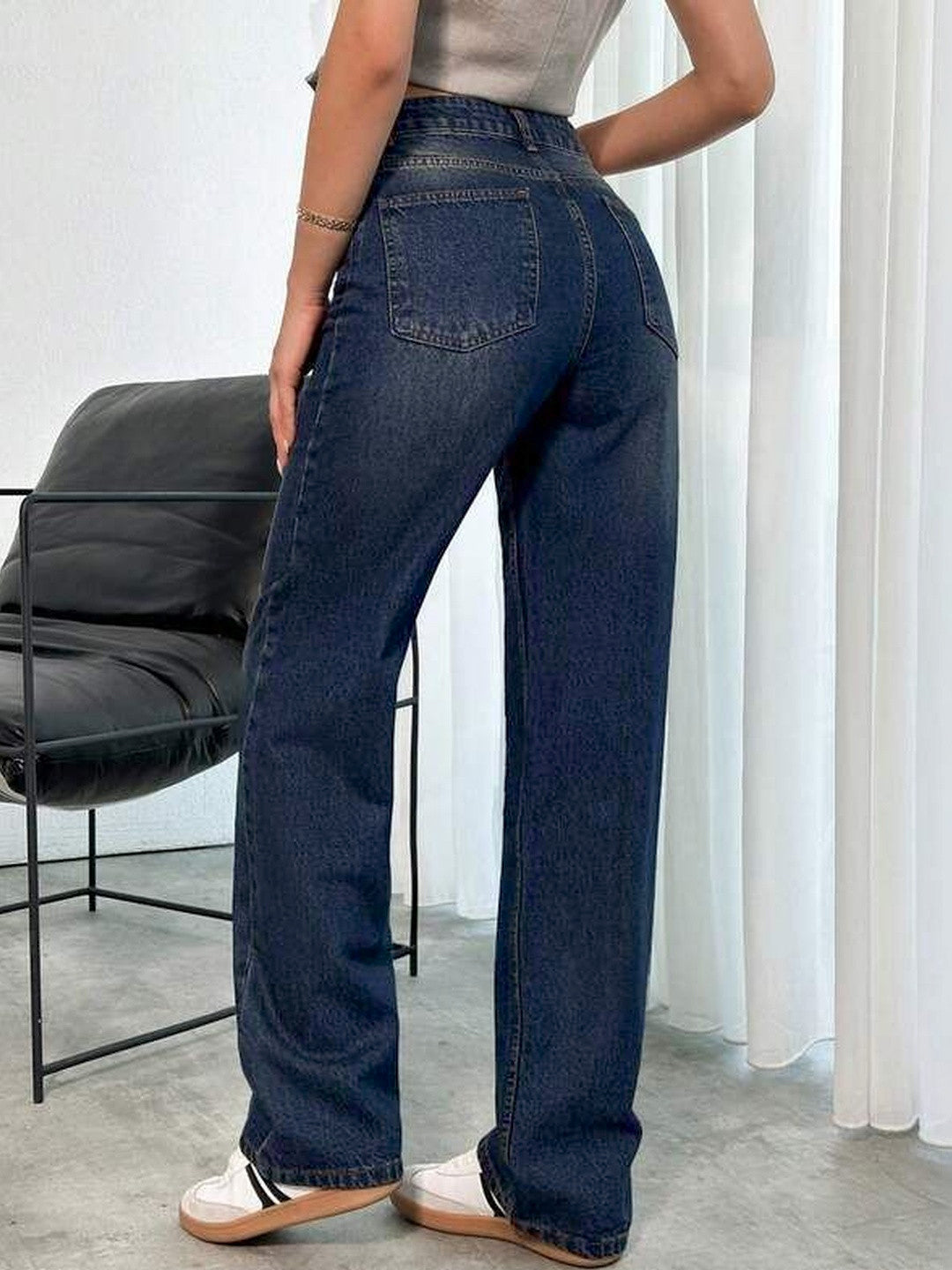 Oxford Blue Tinted Straight Leg Jeans