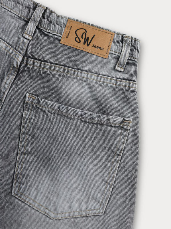 Comet Grey Washed Wide Leg Jeans