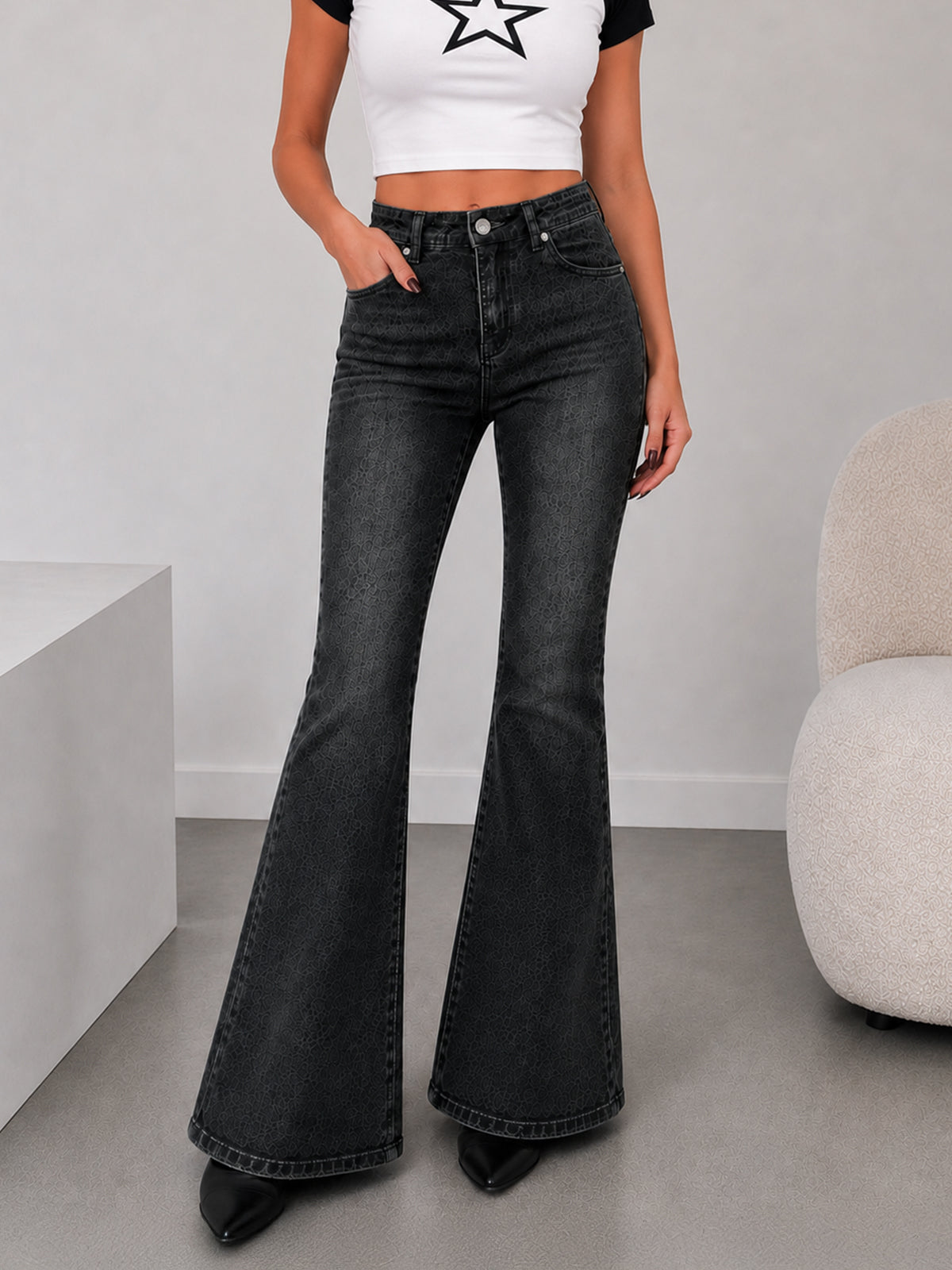 Eclipse Grey Washed Bootcut Jeans
