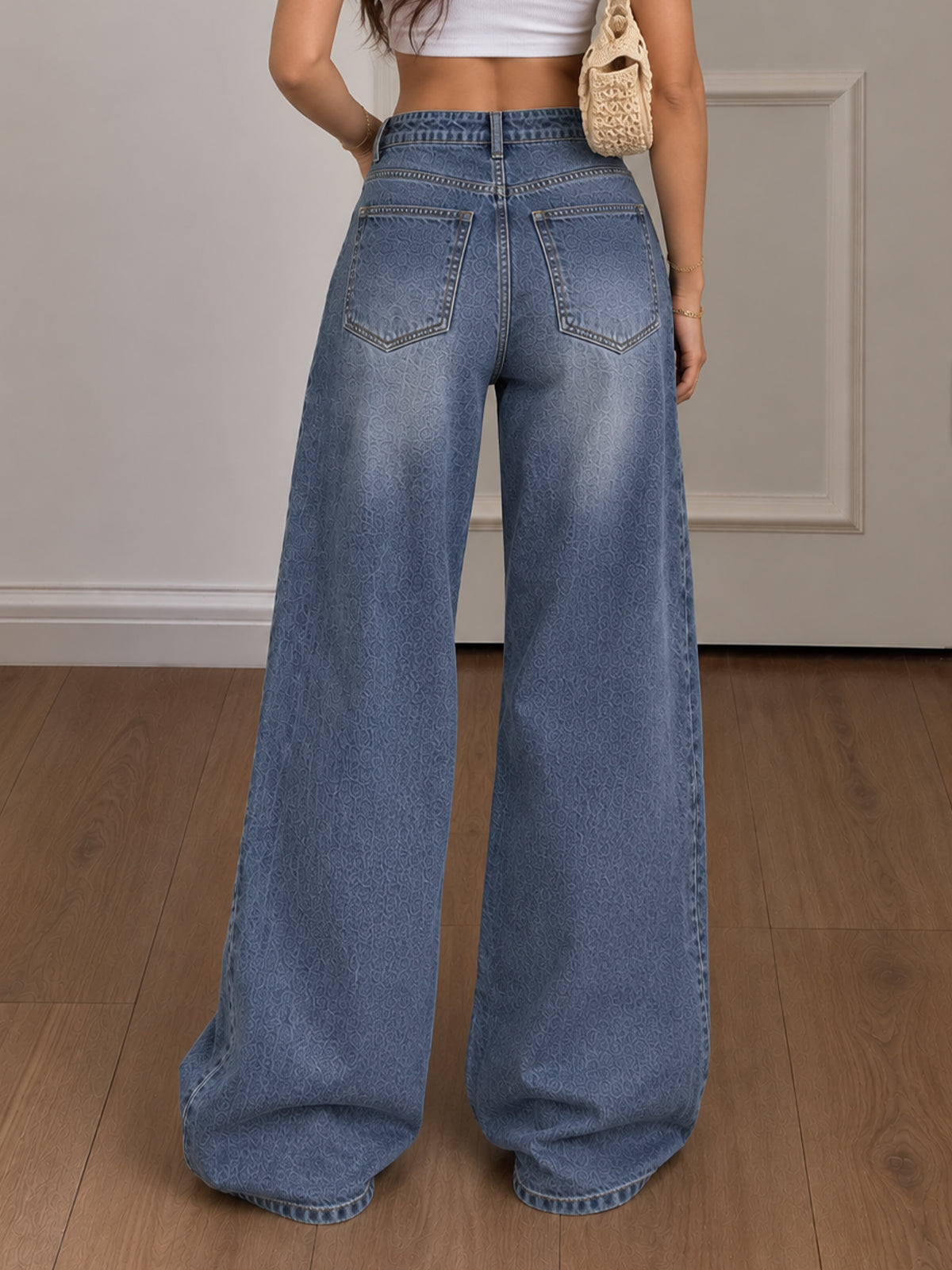 Nova Blue Whisker Wide Leg Jeans