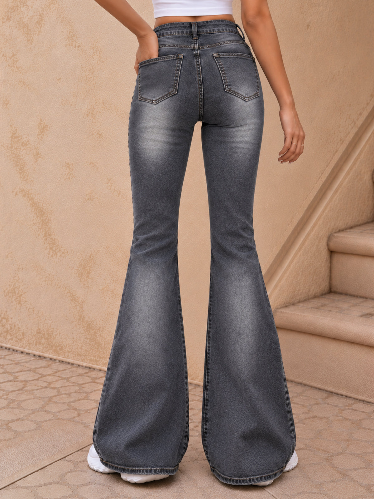 Davy's Grey Washed Bell Bottom Jeans