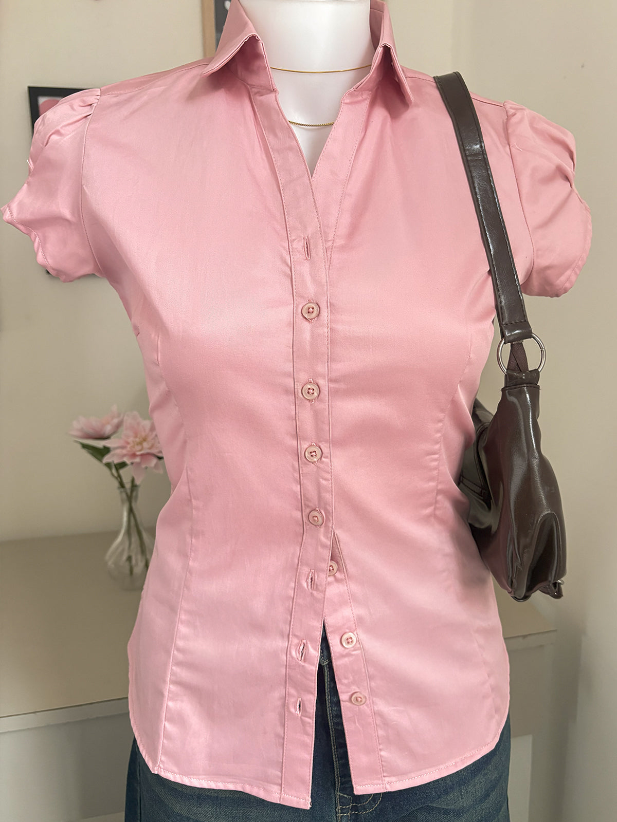 Cotton Candy Short Sleeve Y2K Fitted Shirt
