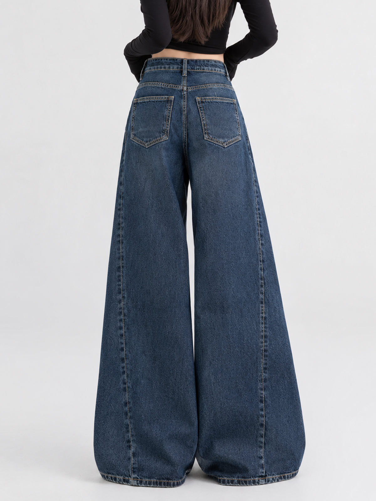 True Blue Side Panelled Ultra Wide Leg Jeans