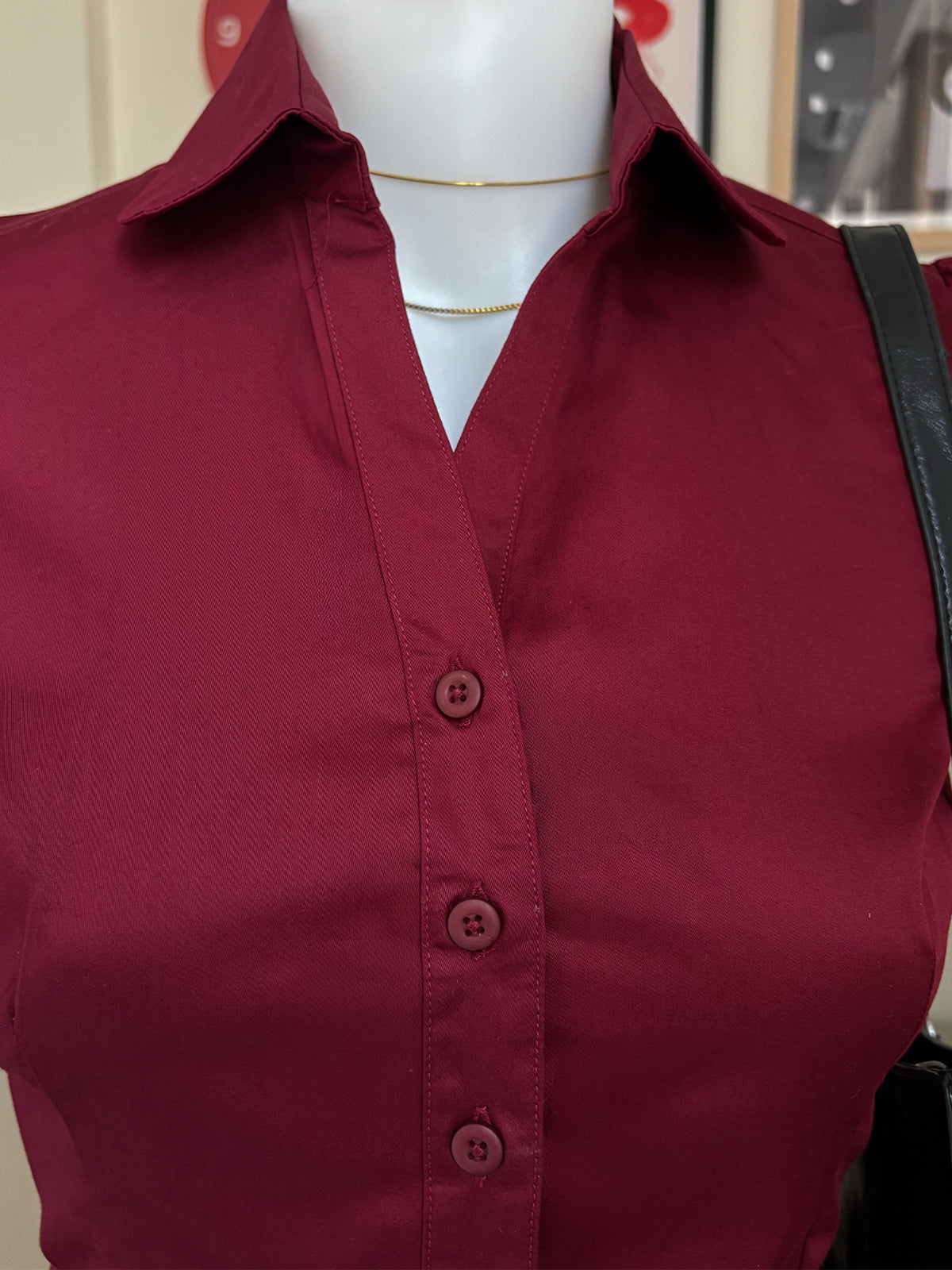 Cherry Red Short Sleeve Y2K Fitted Shirt