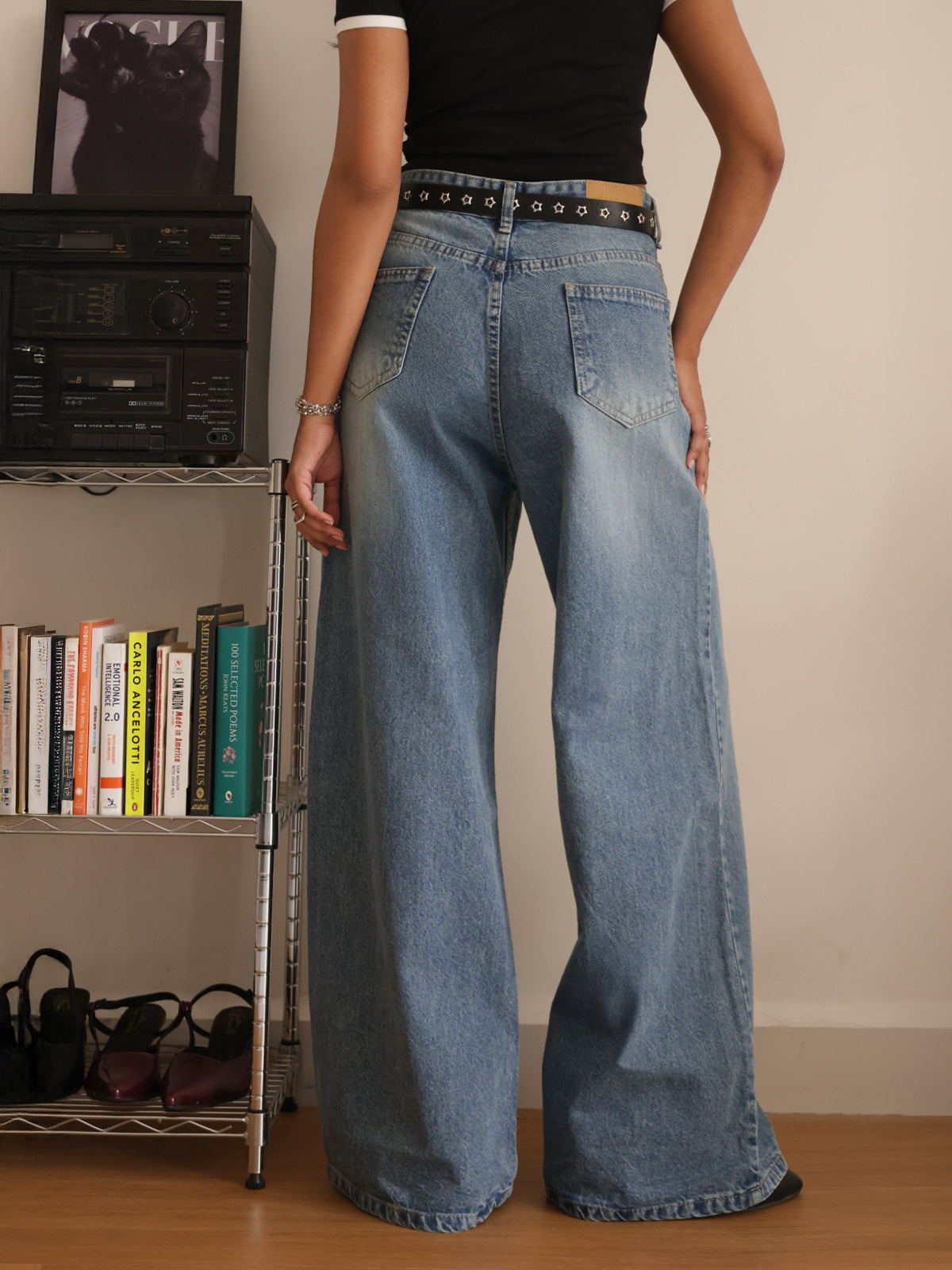 80s Dusk Blue Washed Super Wide Leg Jeans