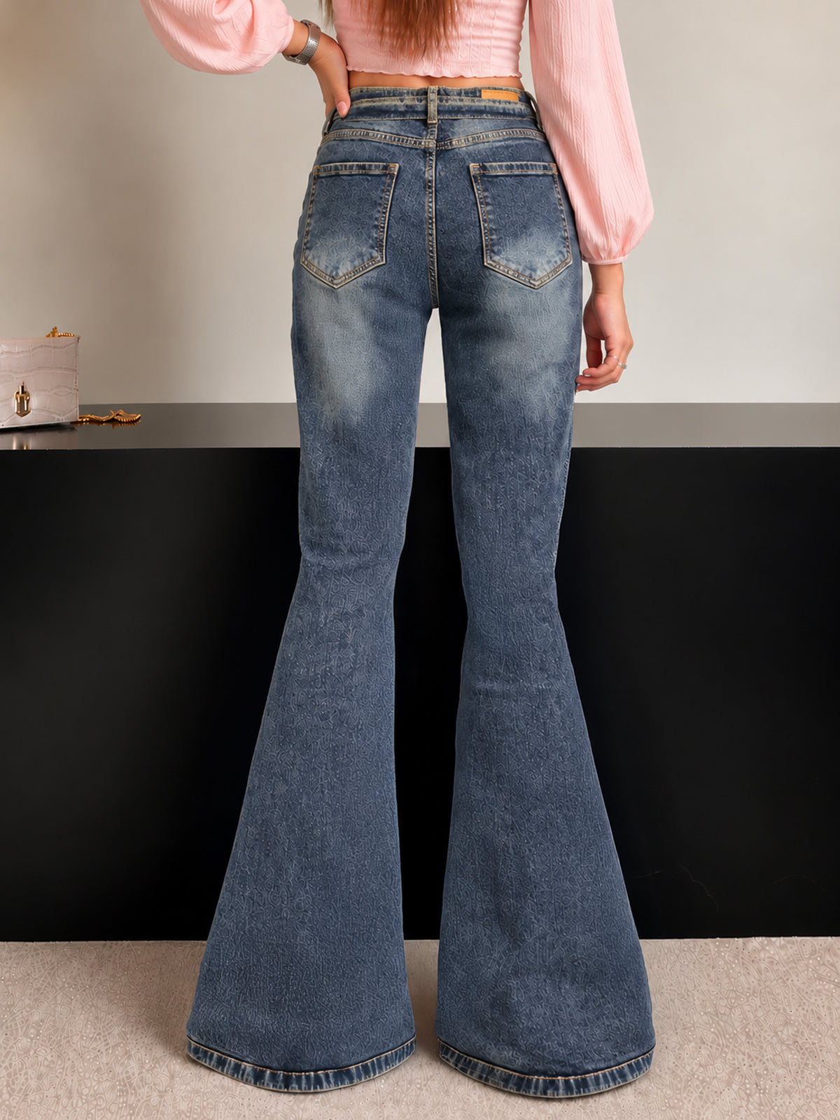 Breeze Blue Belted Bootcut Jeans