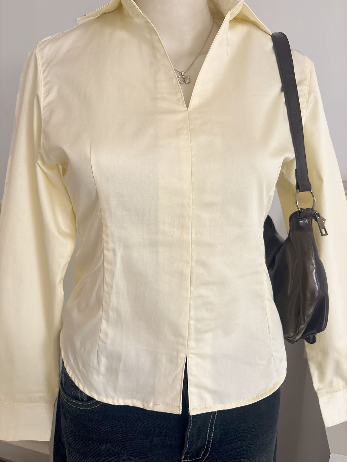 Butter Yellow Corset Fitted Shirt