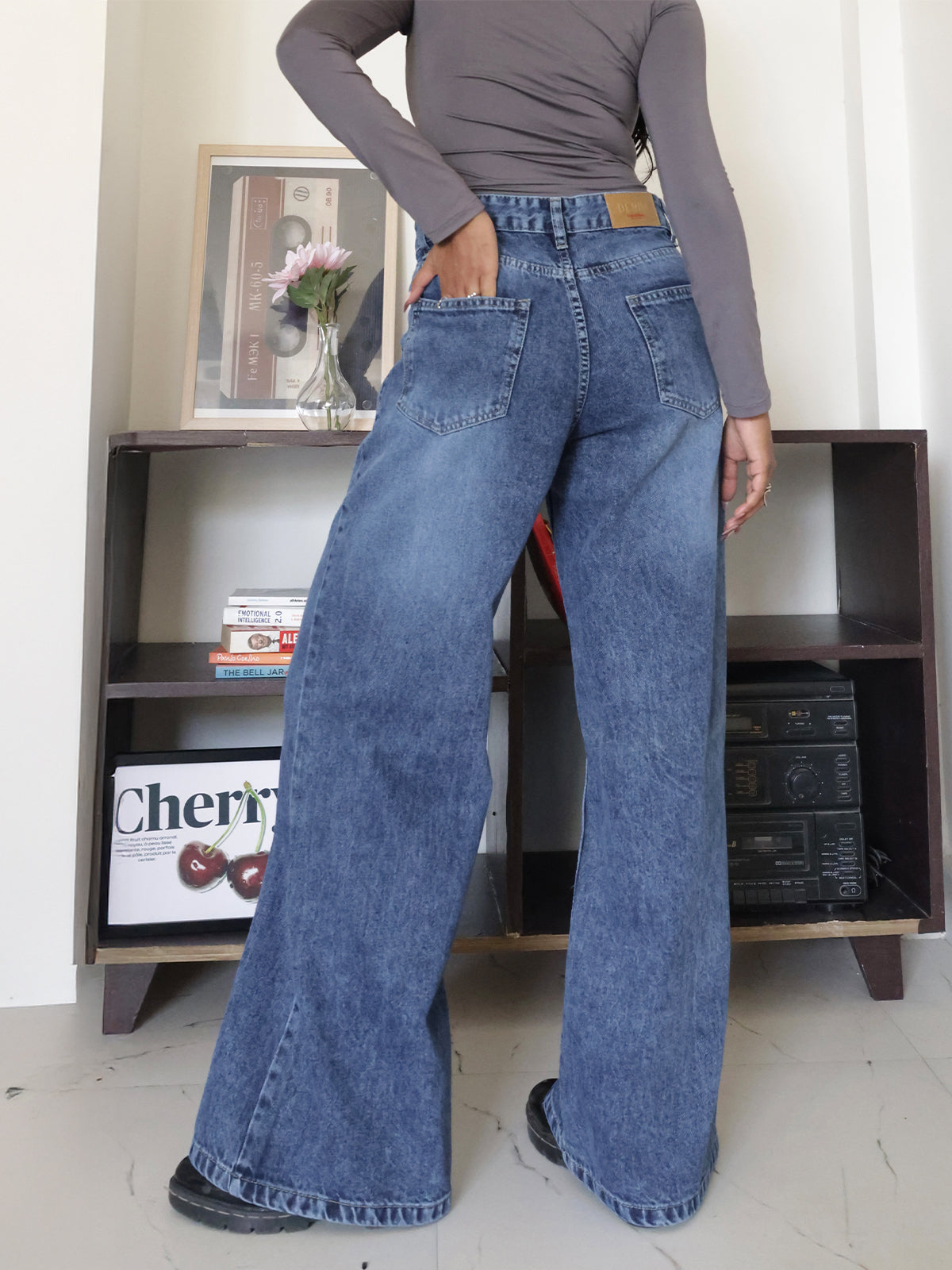 Breezy Blue Panelled Wide Leg Jeans