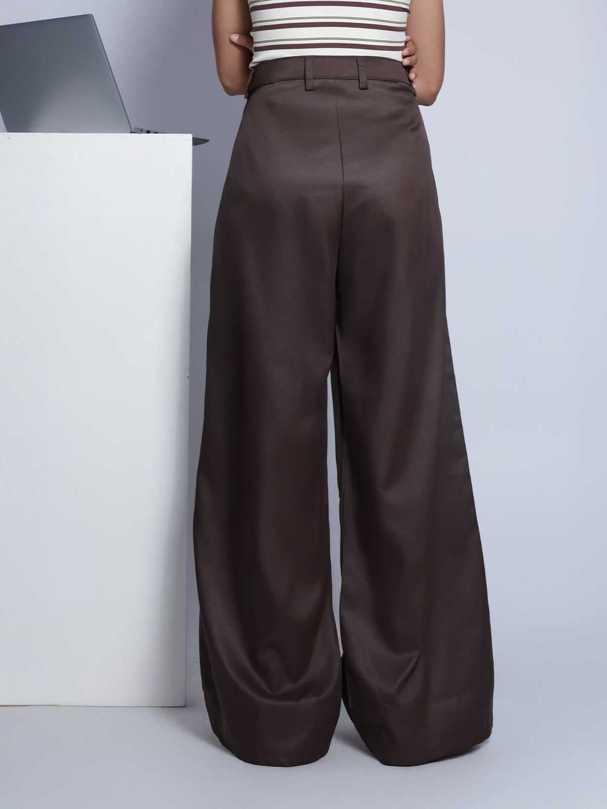 Brown Double Pleated Korean Pant