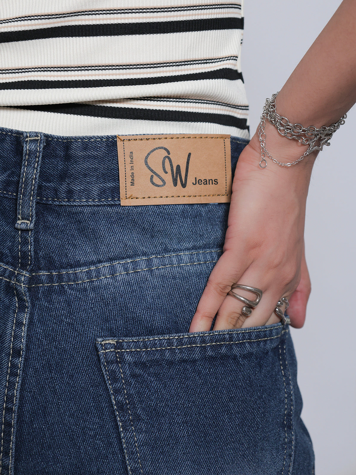 80s Street Dark Blue Washed Super Wide Leg Jeans