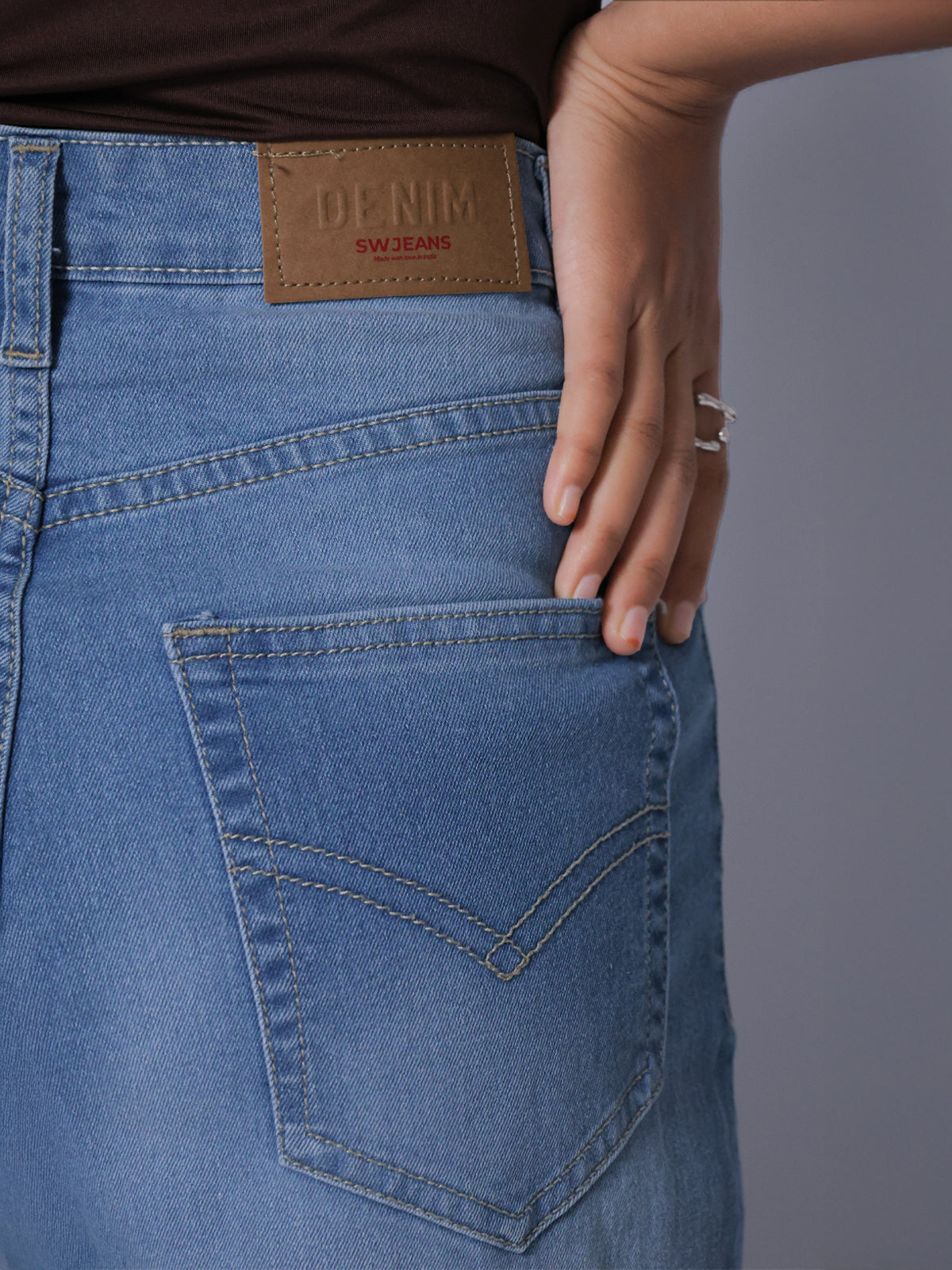 Luxe Frost Blue Washed Stretchable Wide Leg Jeans