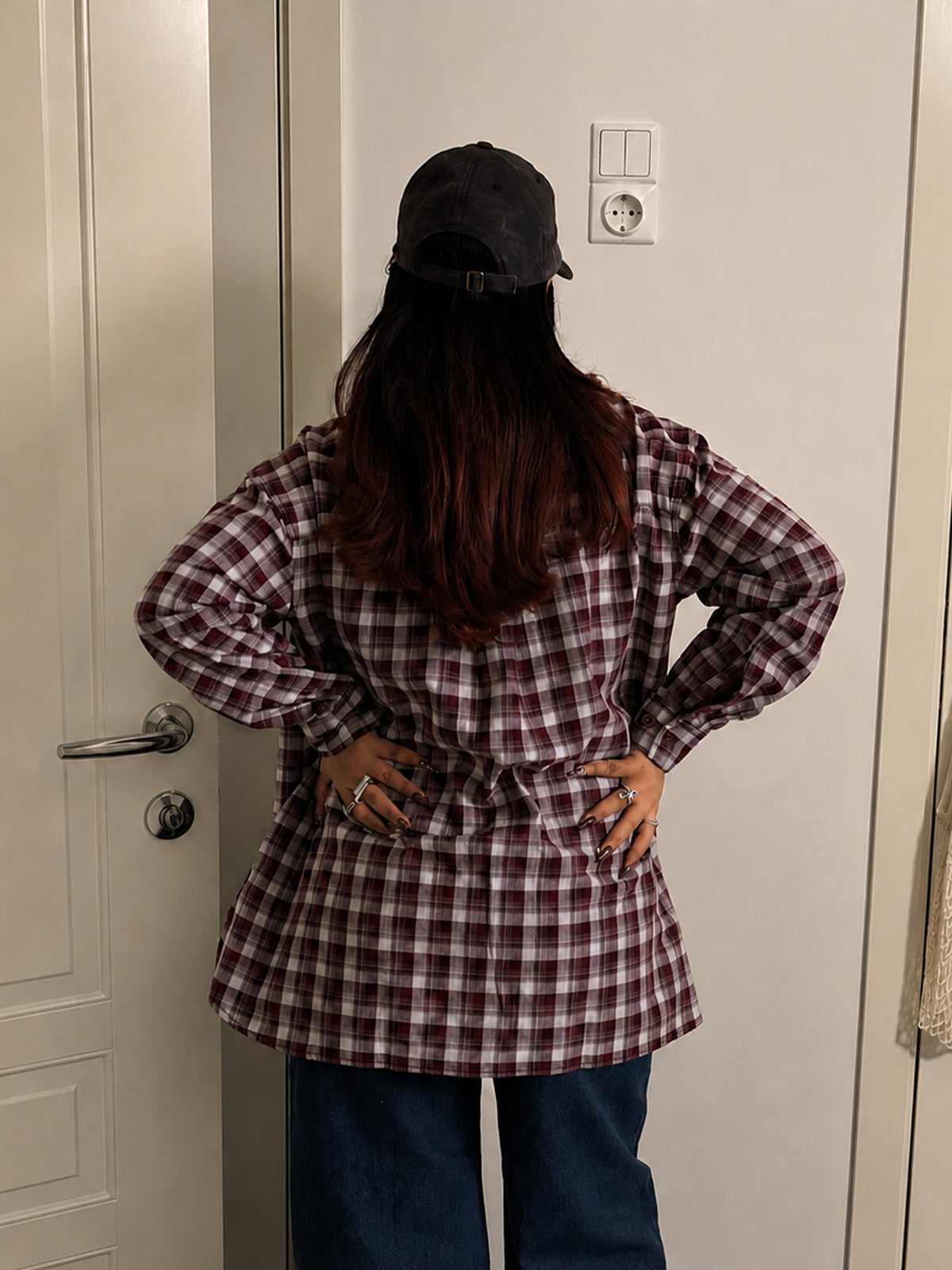 Rich Maroon Plaid Oversized Shirt