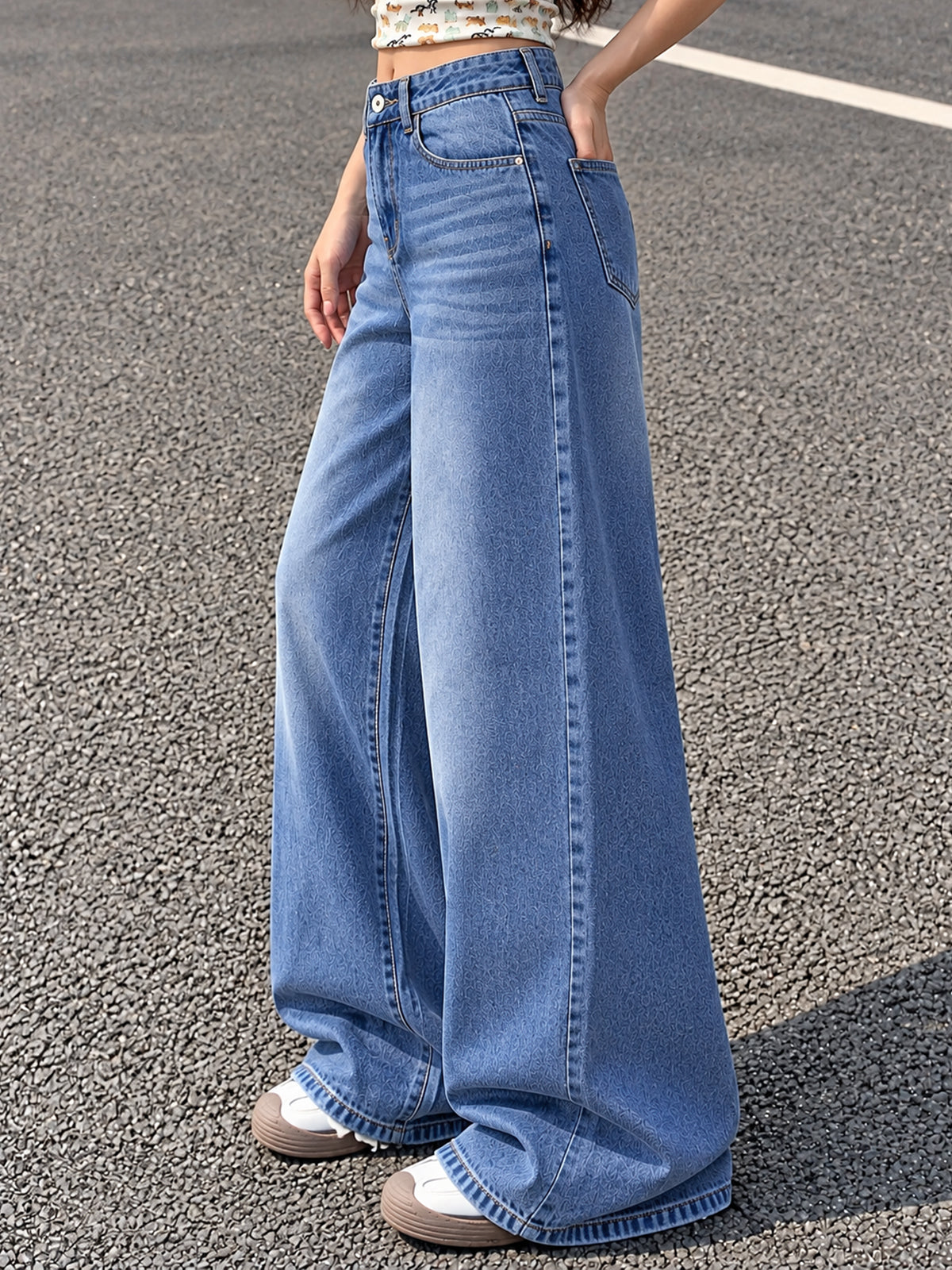 True Blue Washed Super Wide Leg Jeans