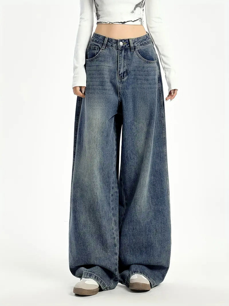 Coastal Blue Washed Ultra Wide Leg Jeans
