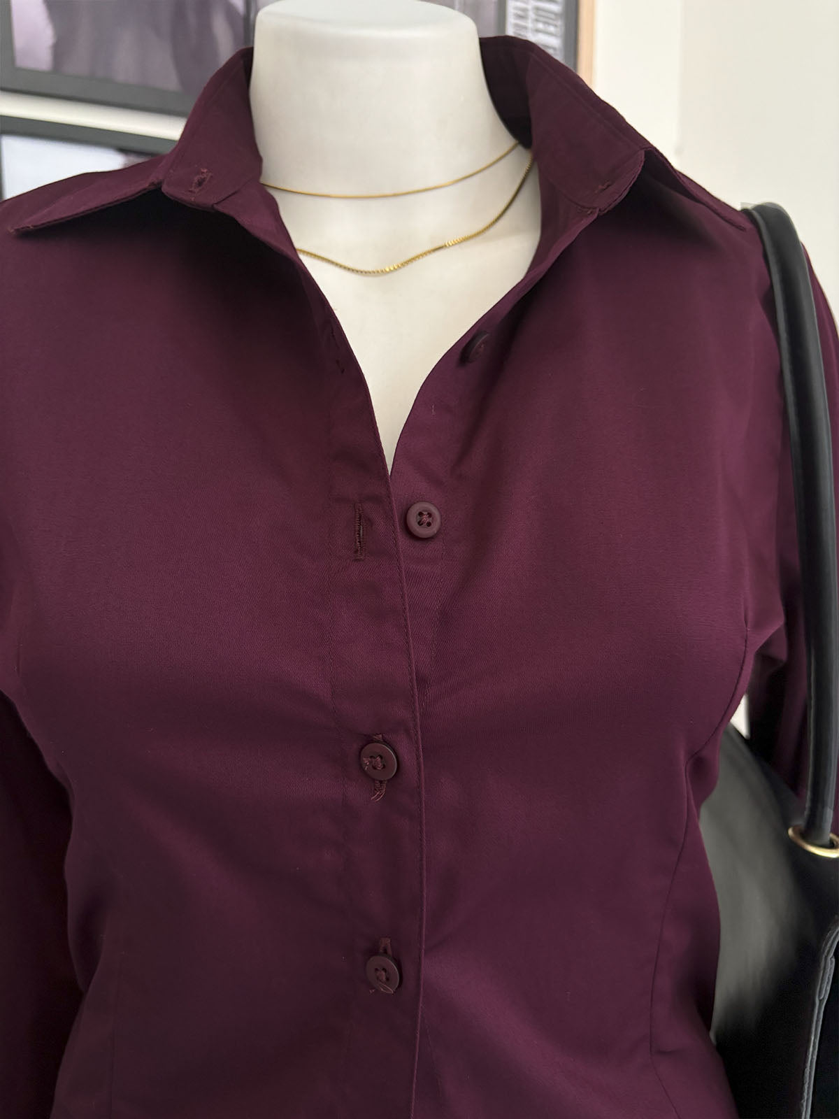 Plum Long Sleeve Y2K Fitted Shirt