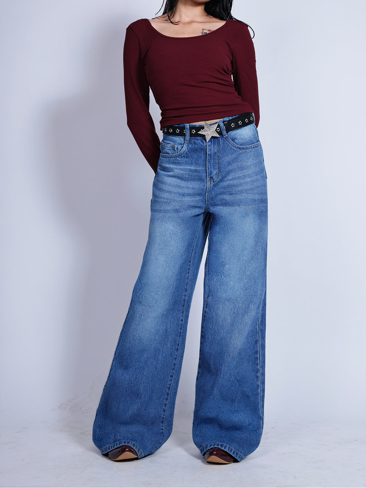 True Blue Washed Super Wide Leg Jeans