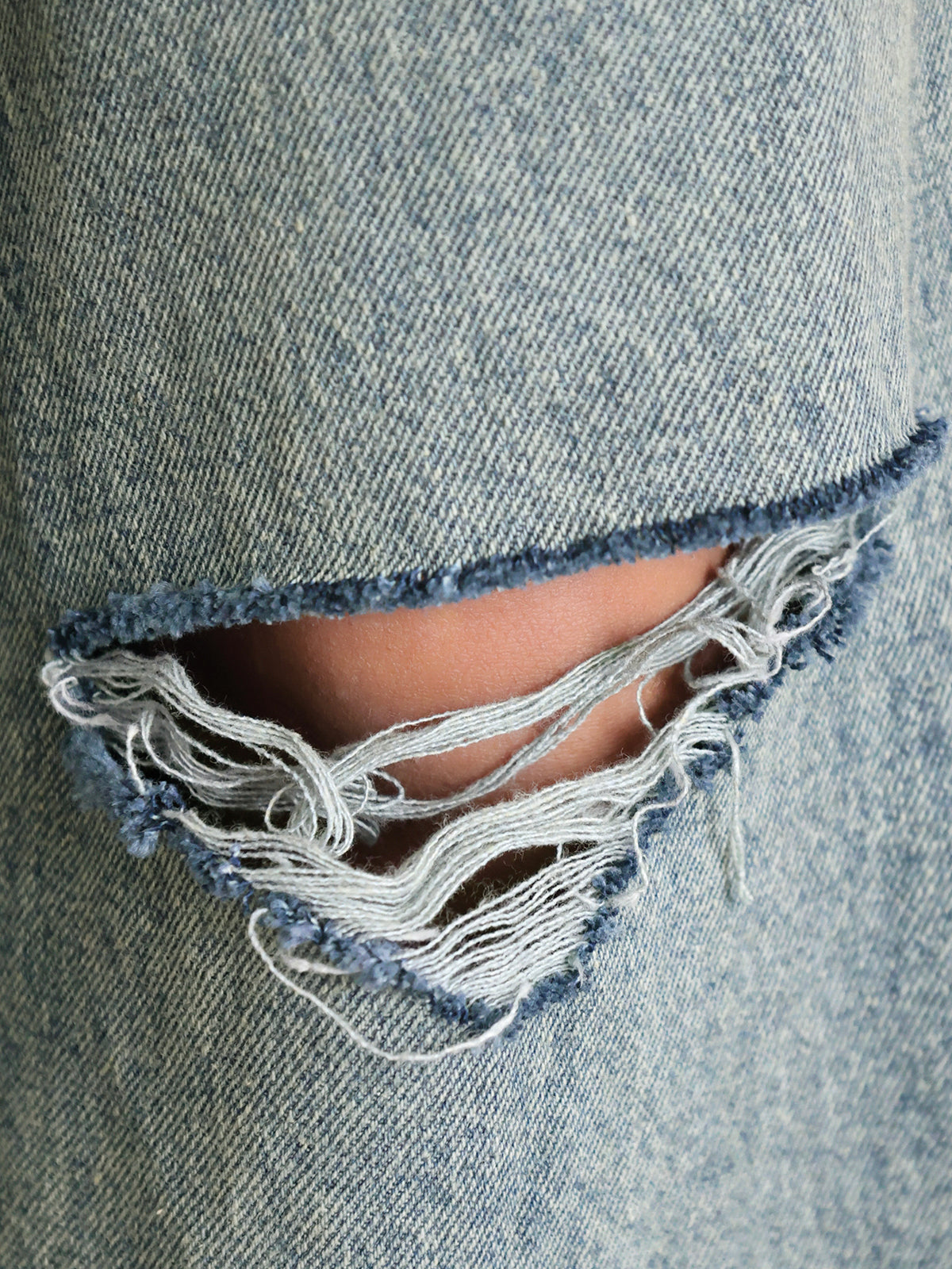 Retro Blue Tinted Ripped Super Wide Leg Jeans