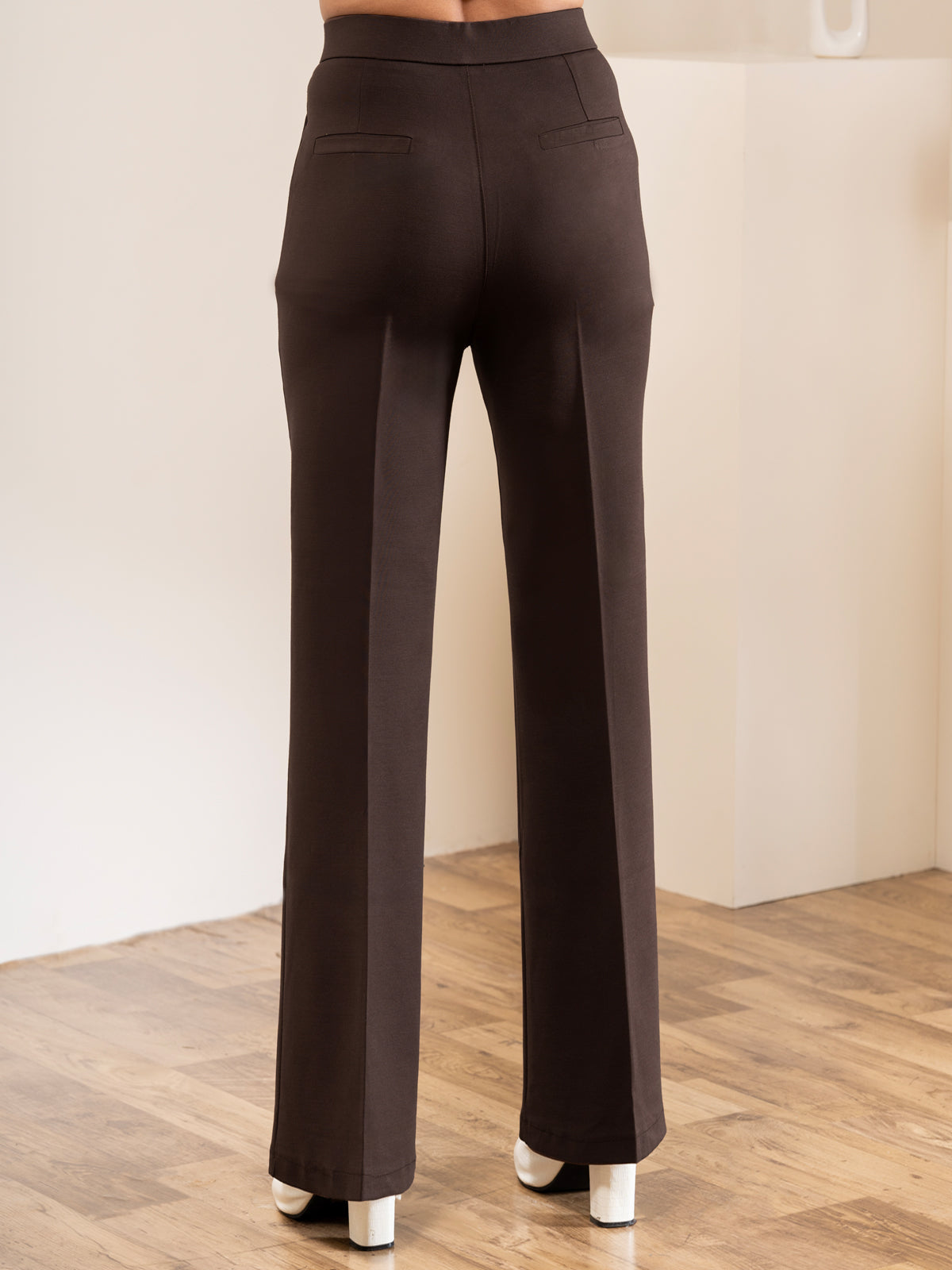 Luxe Brown Bootcut Korean Pants