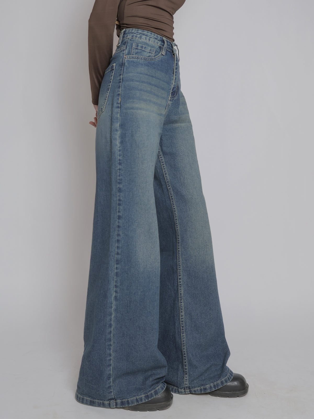 Coastal Blue Washed Ultra Wide Leg Jeans