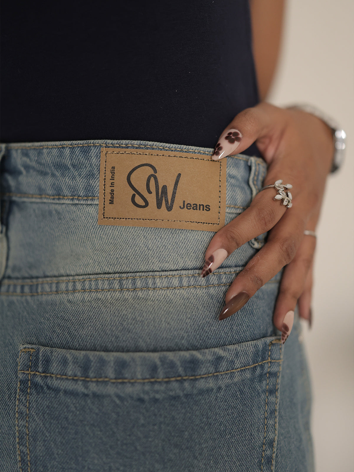 Soft Blue Washed Wide Leg Jeans