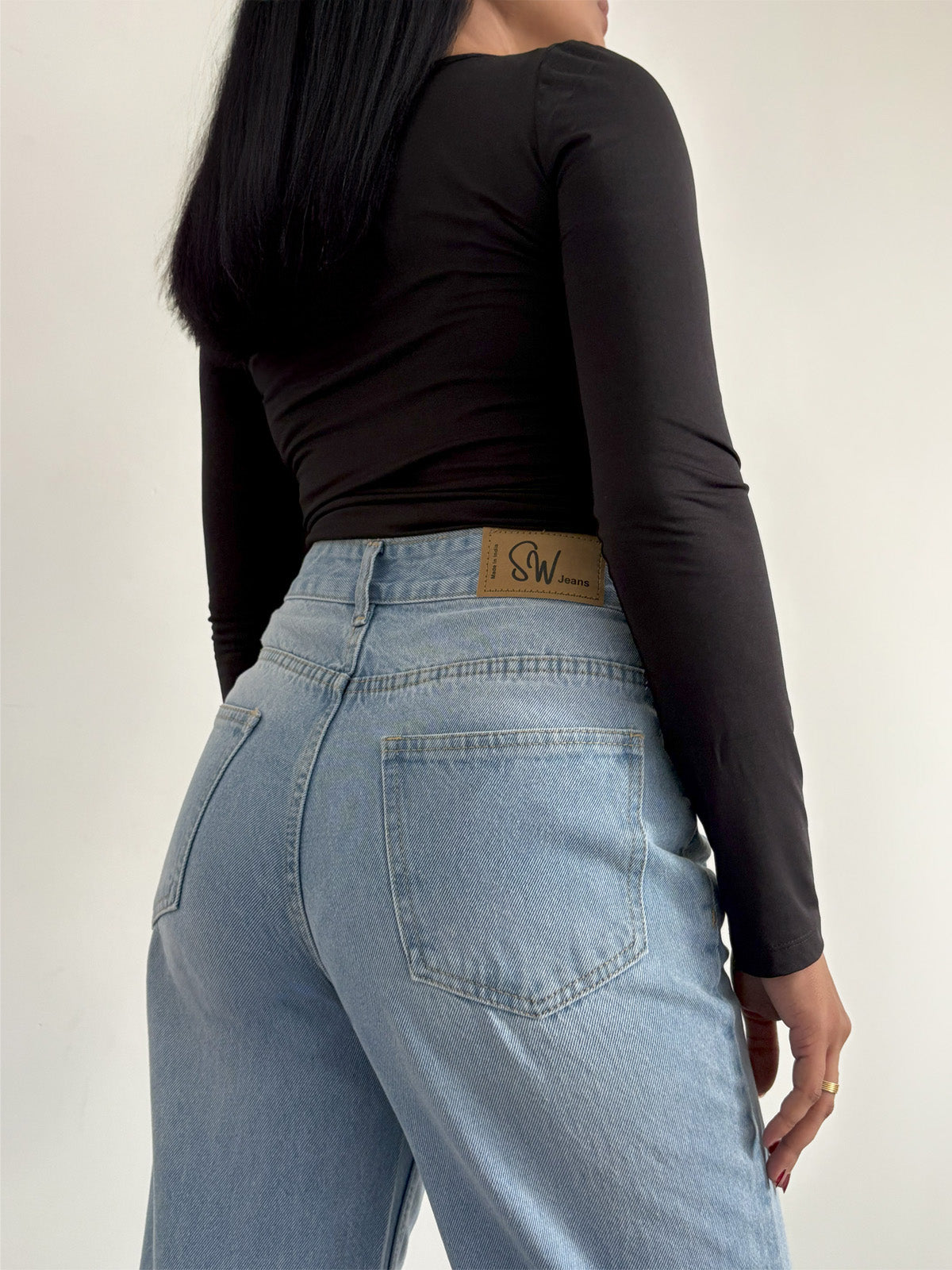 90'S Ice Blue Whisker Super Wide Leg Jeans