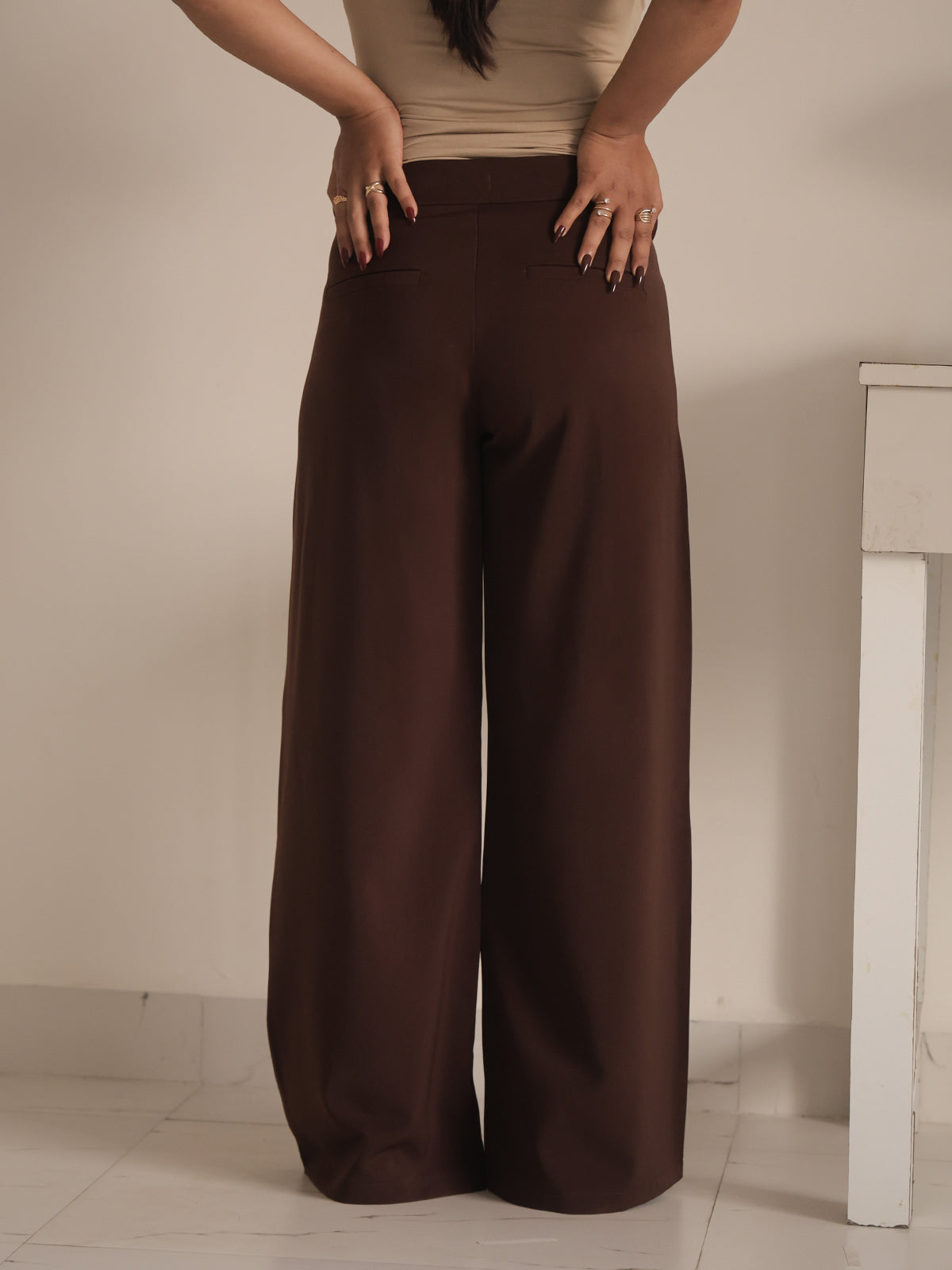 Chocolate Brown Low Waist Wide Leg Korean Pants