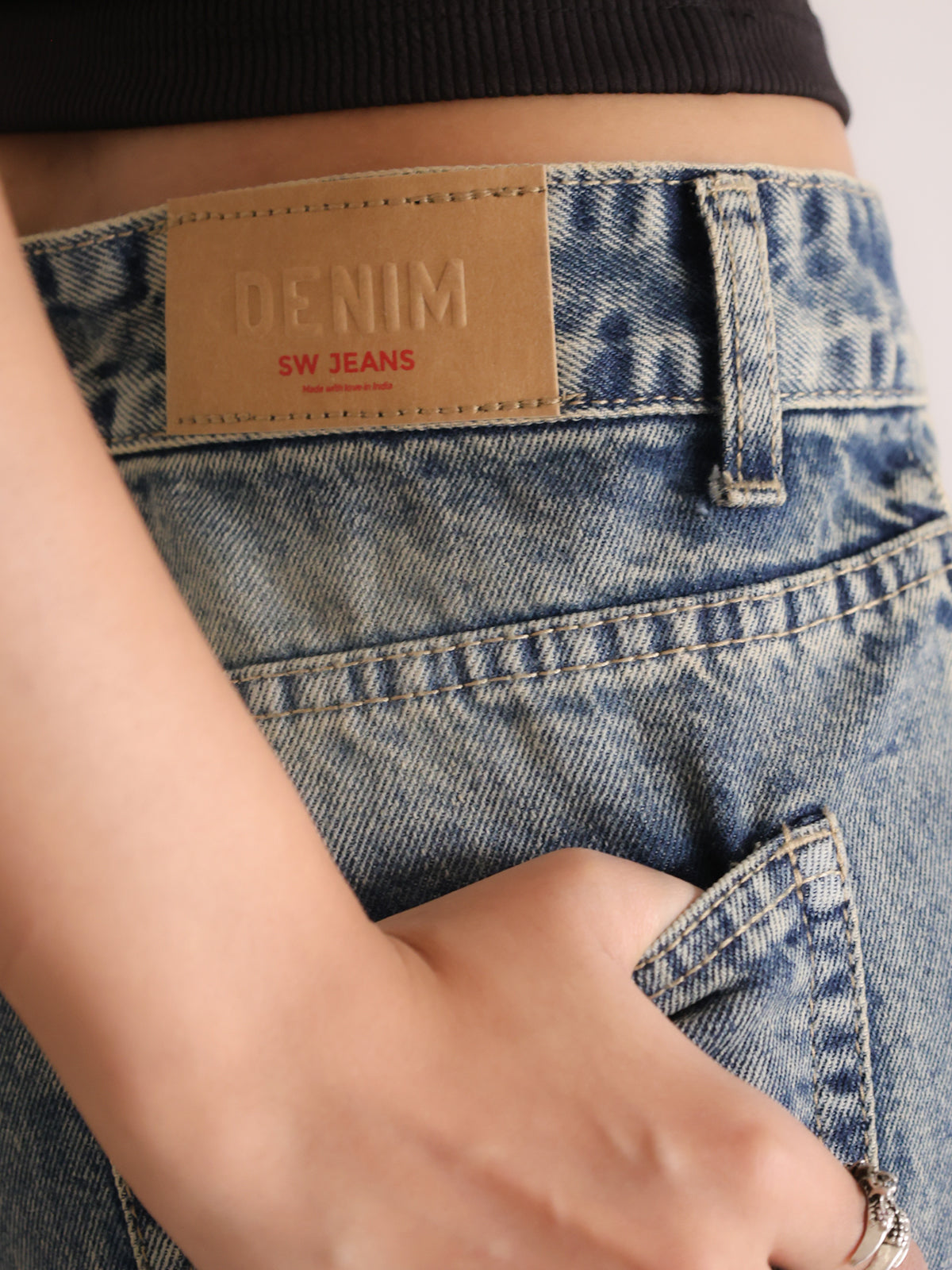 Steel Blue Tinted Super Wide Leg Jeans