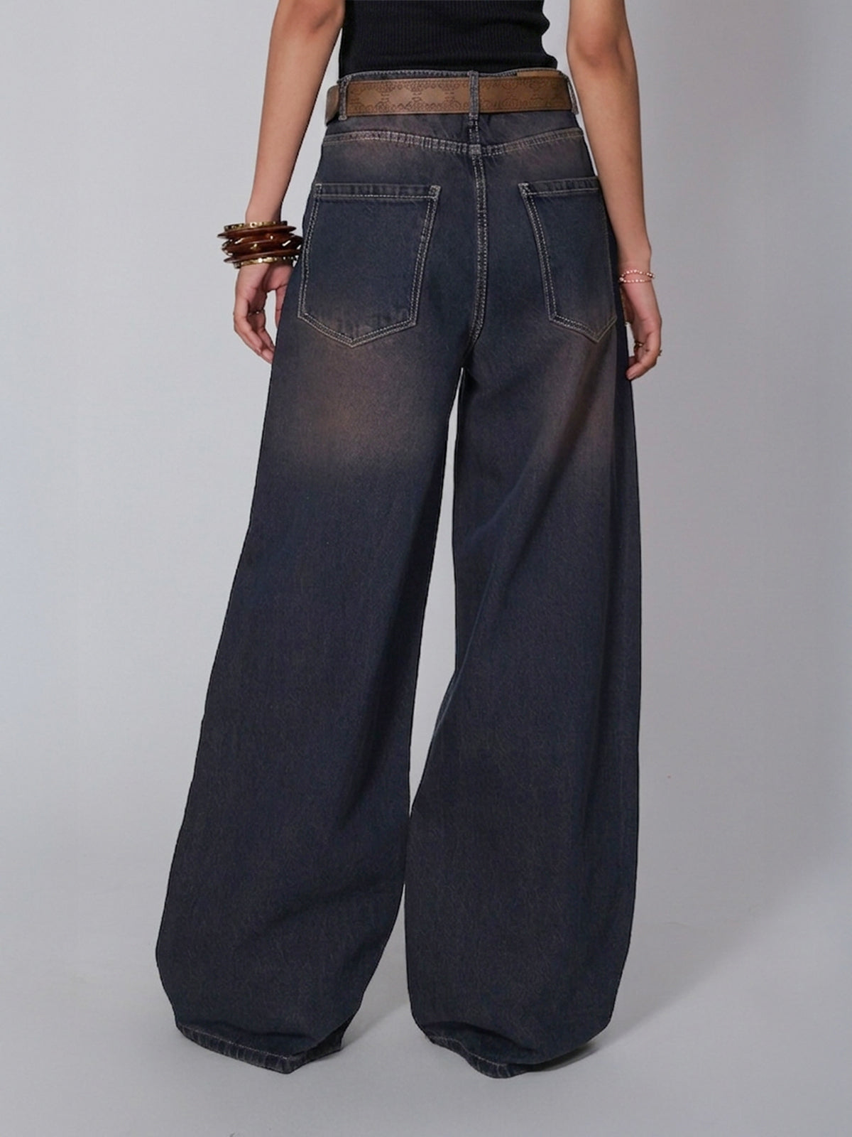 Midnight Blue Tinted Wide Leg Jeans