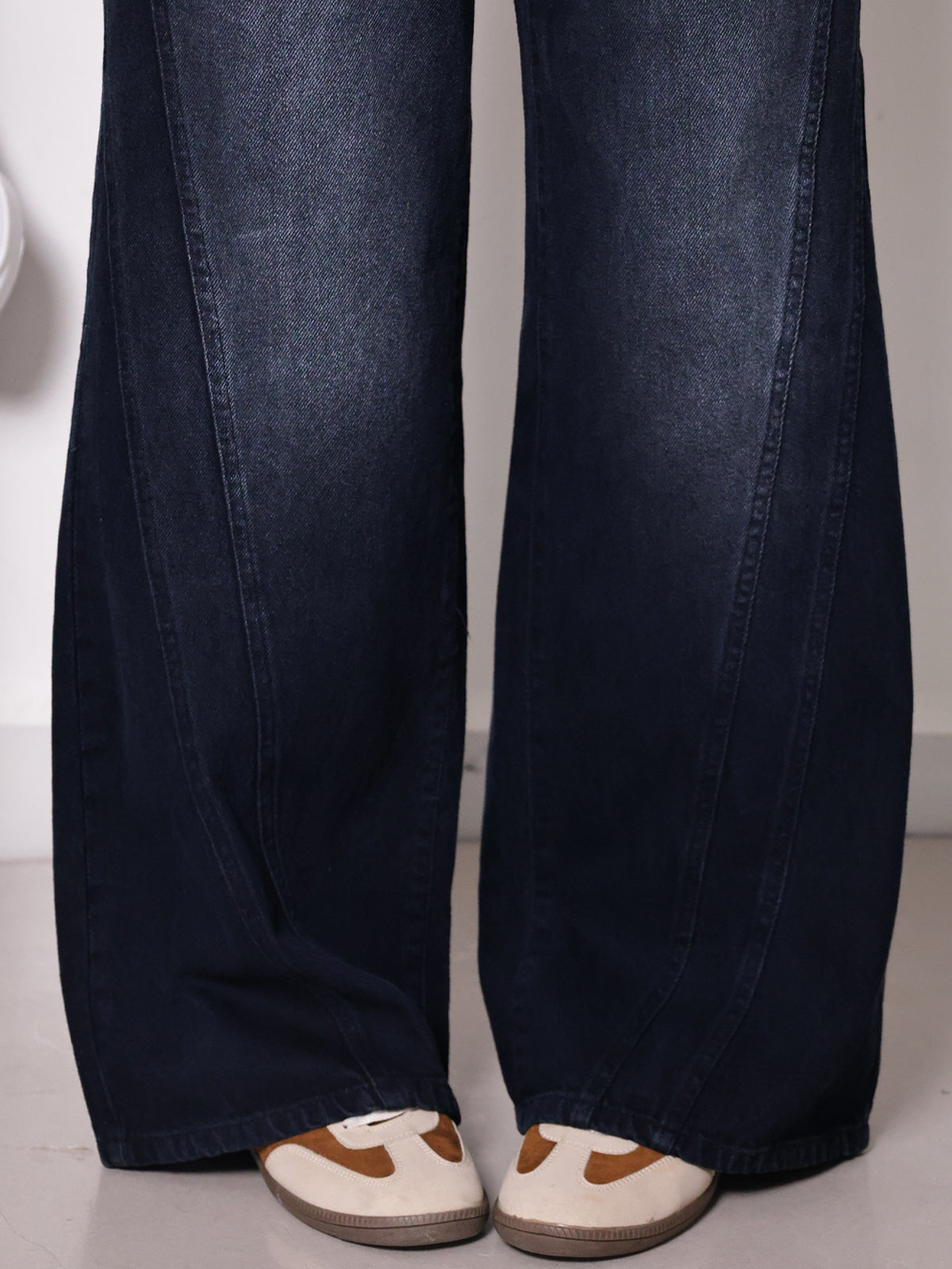 Arctic Black Panelled Super Wide Leg Jeans