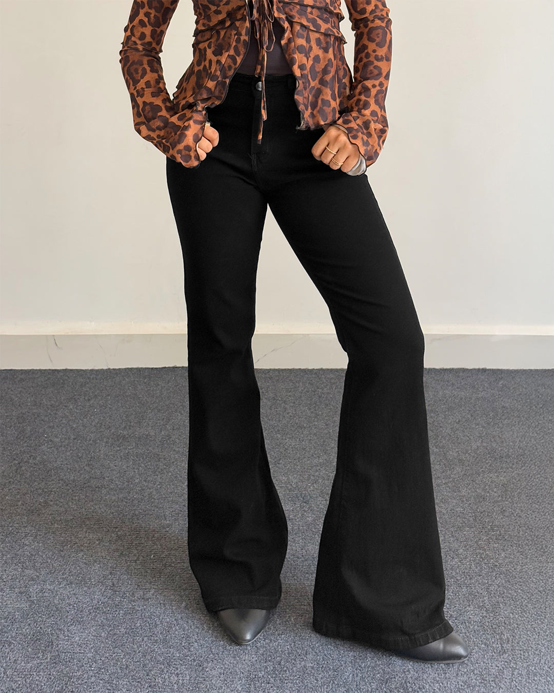 Classic Black Bootcut Jeans - Main Image