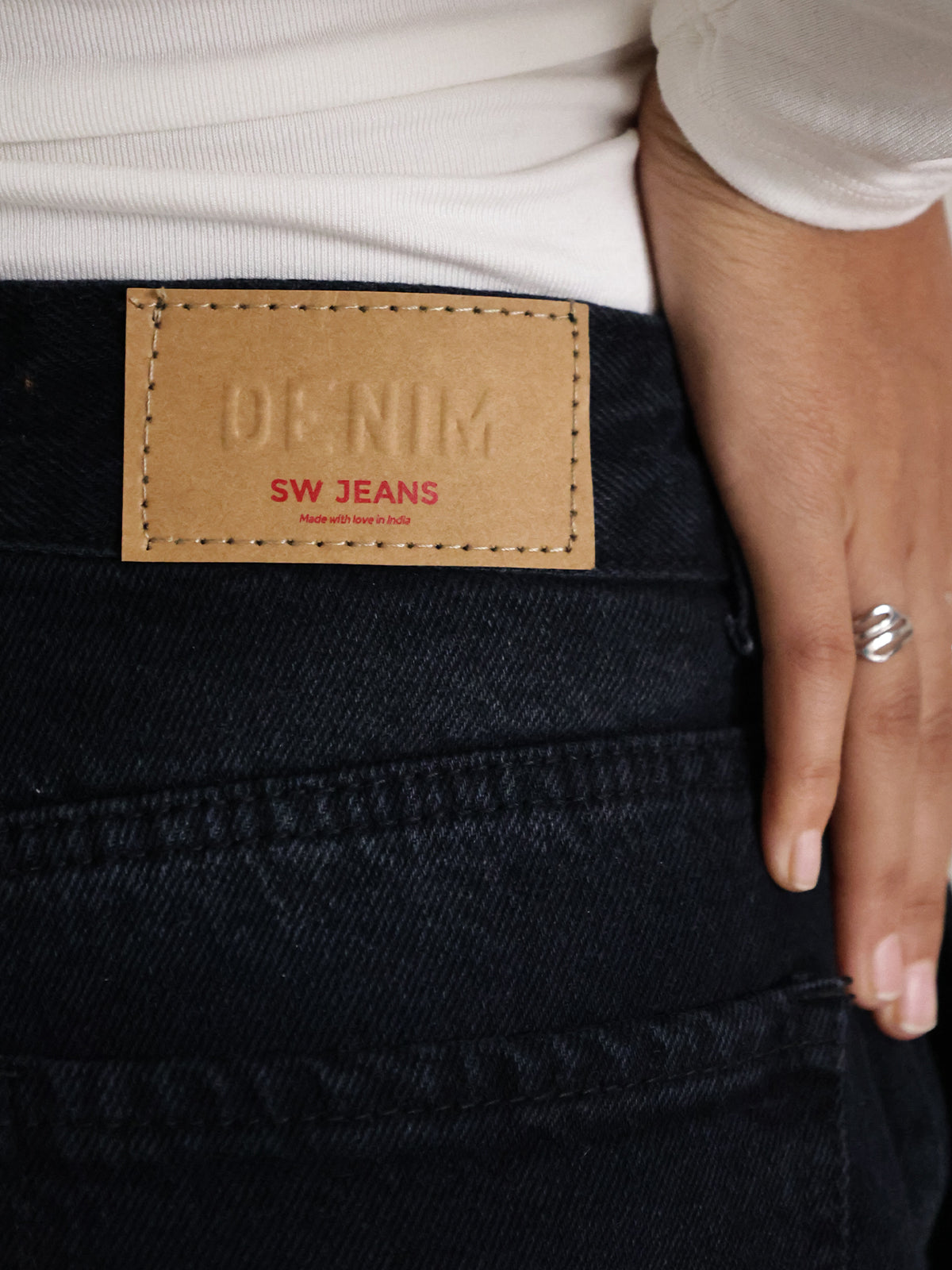 Alaska Black Panelled Super Wide Leg Jeans