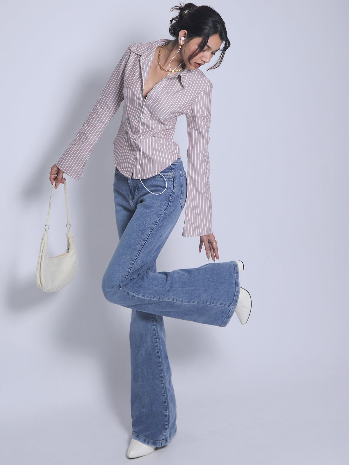 Stormy Blue Washed Bootcut Jeans