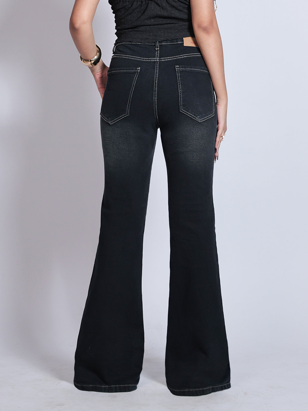 Premium Space Black Washed Bootcut Jeans  