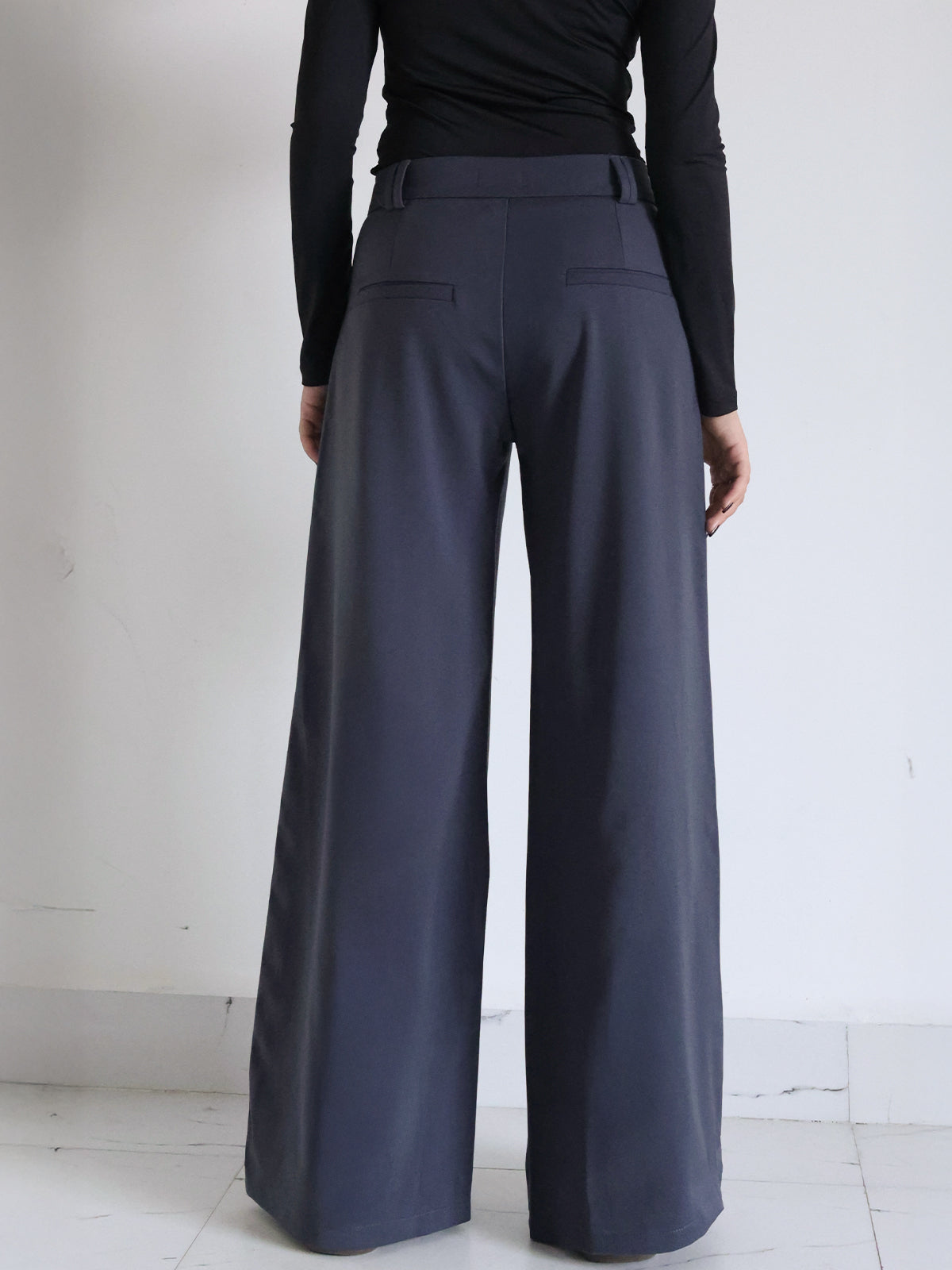 Ash Grey Low Waist Wide Leg Korean Pants