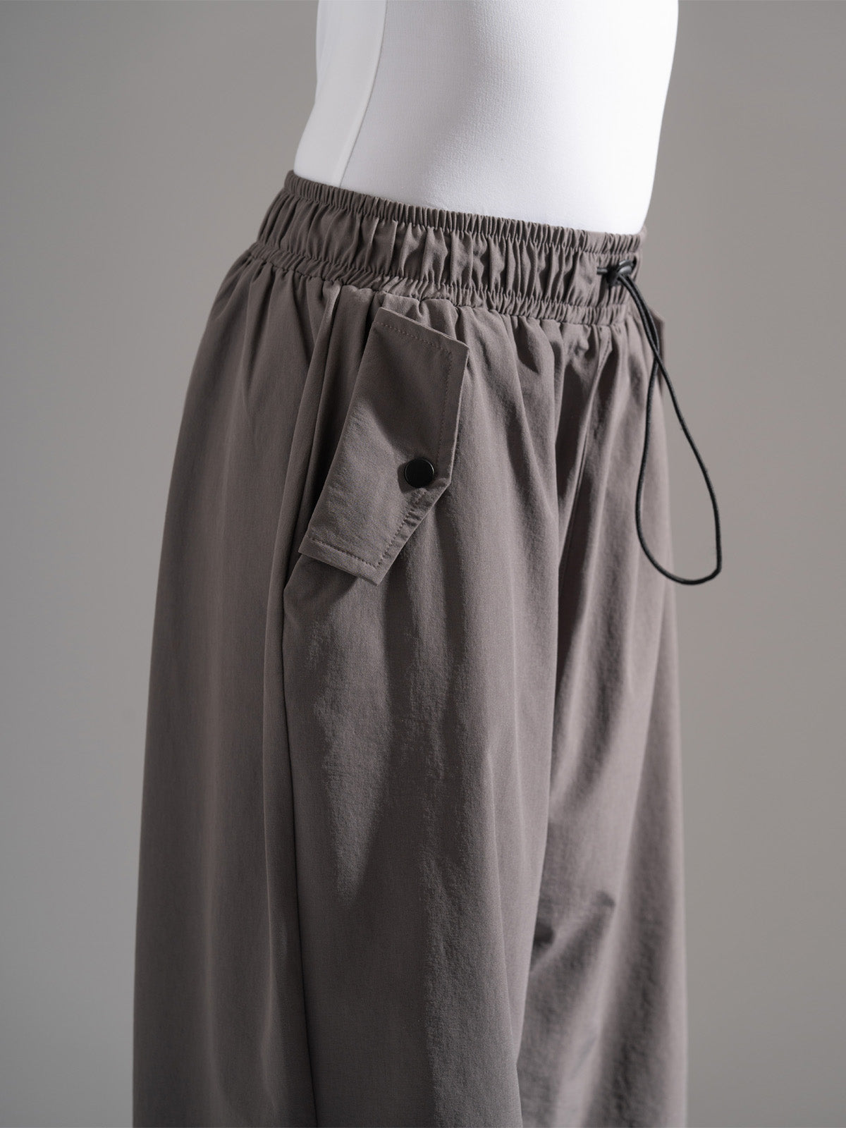 Grey Nylon Baggy Parachute Pants