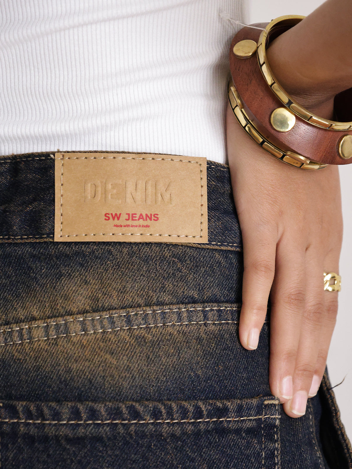 Riva Blue Panelled Super Wide Leg Jeans