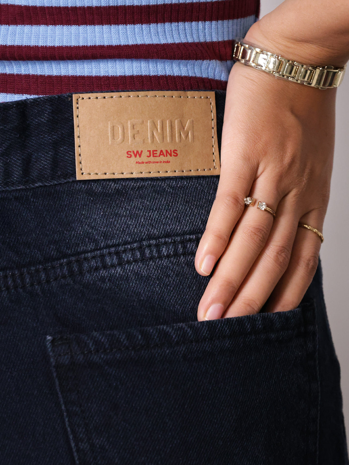 Arctic Black Panelled Super Wide Leg Jeans