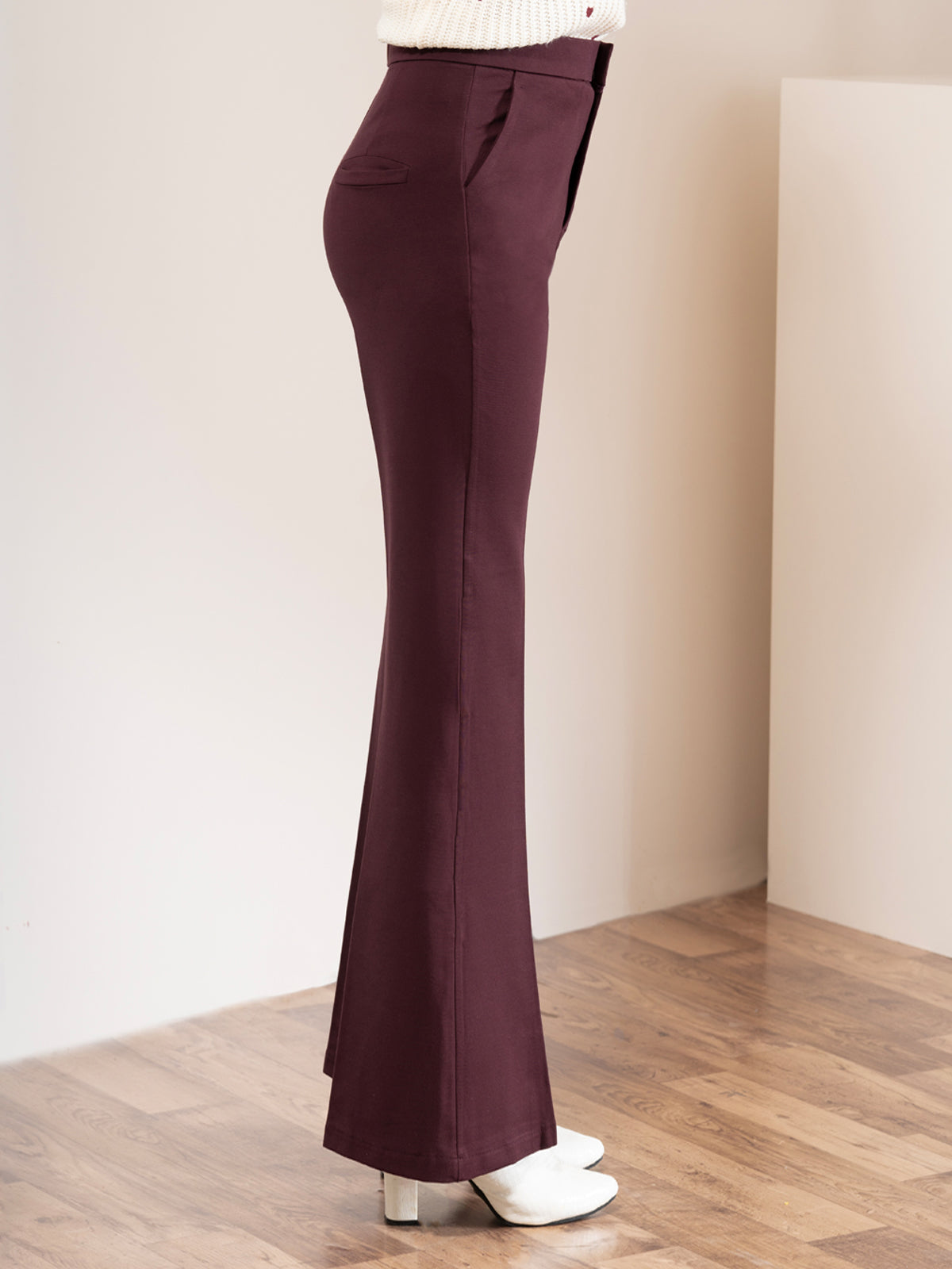 Luxe Wine Bootcut Korean Pants