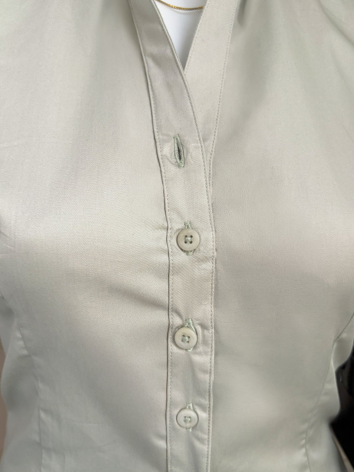 Sage Green Short Sleeve Y2K Fitted Shirt