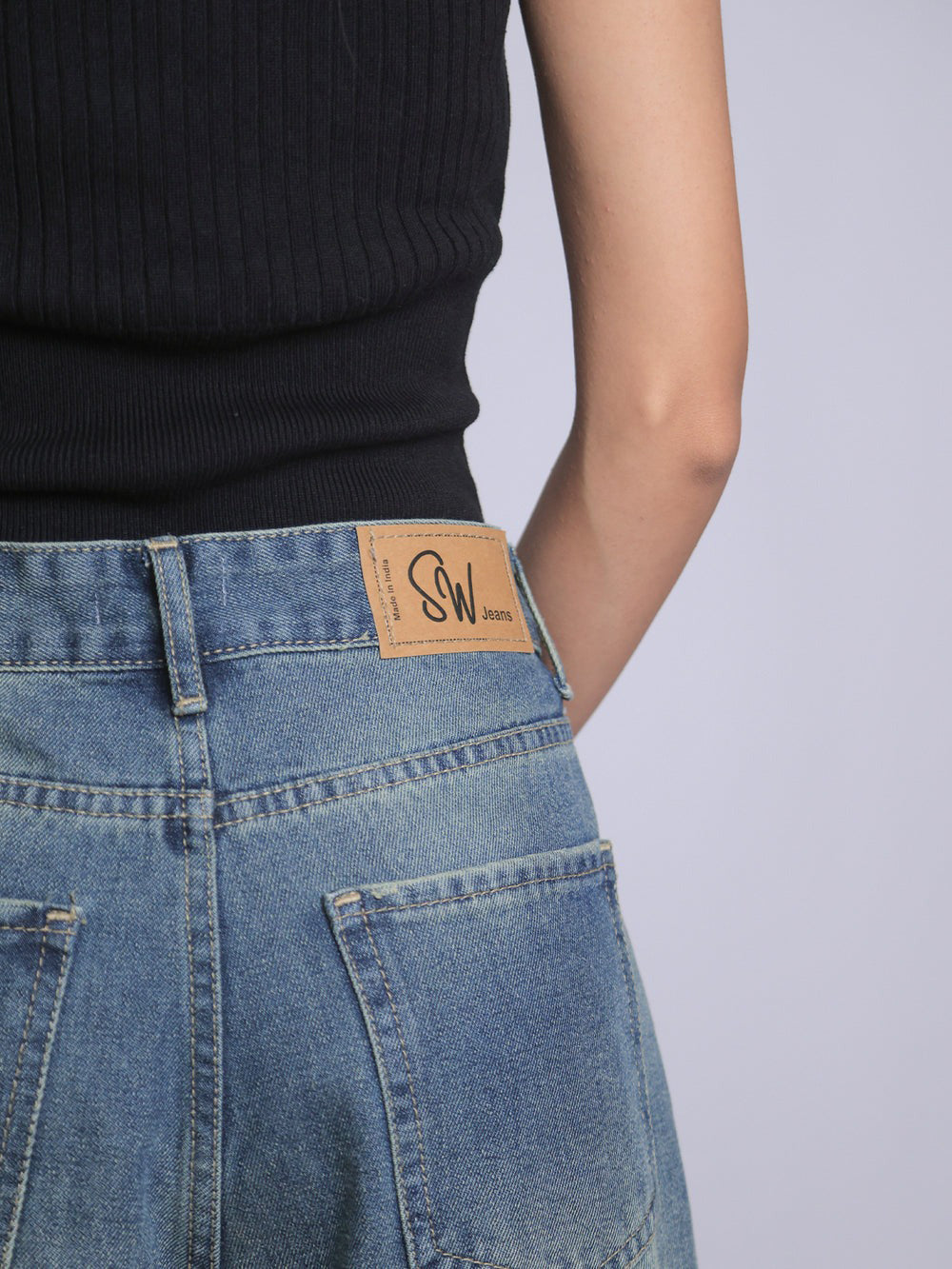 Dusty Aqua Blue Washed Super Wide Leg Jeans