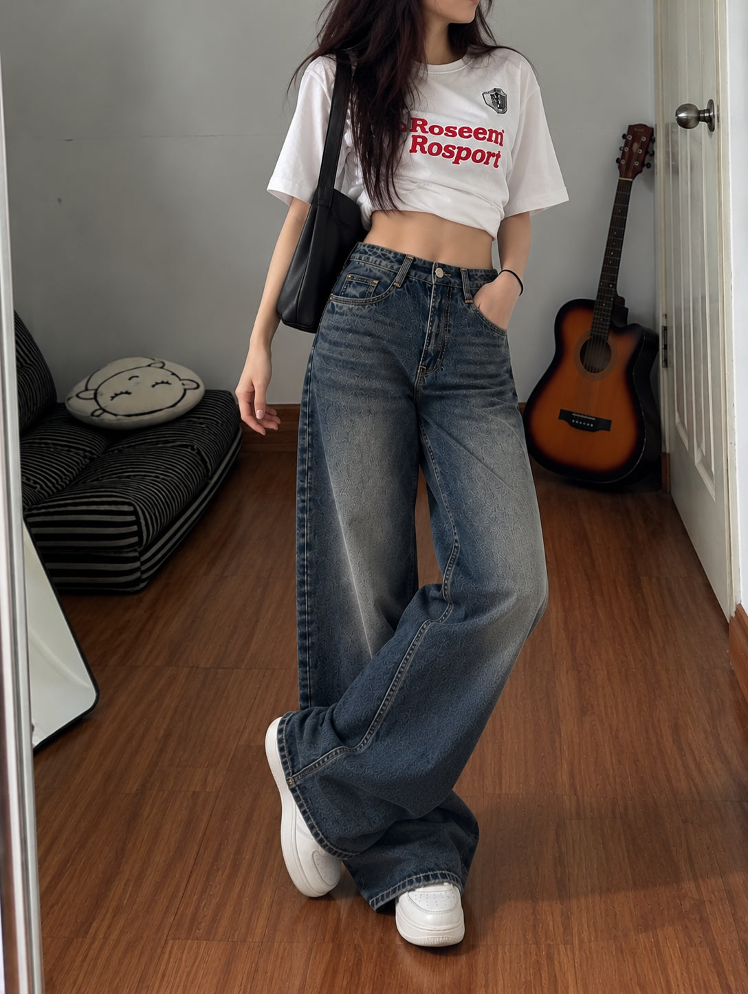 Celestial Blue Washed Wide Leg Jeans