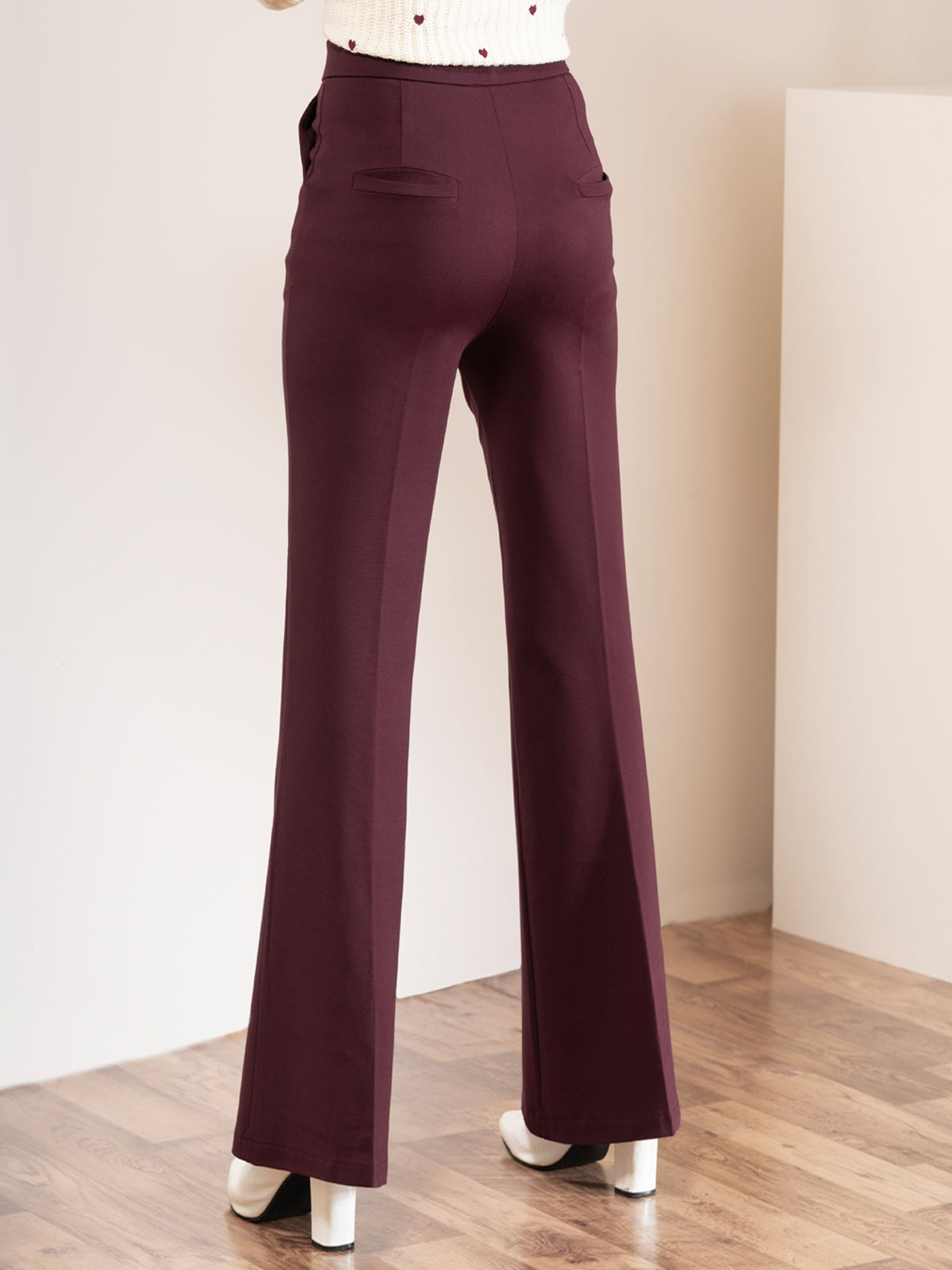 Luxe Wine Bootcut Korean Pants