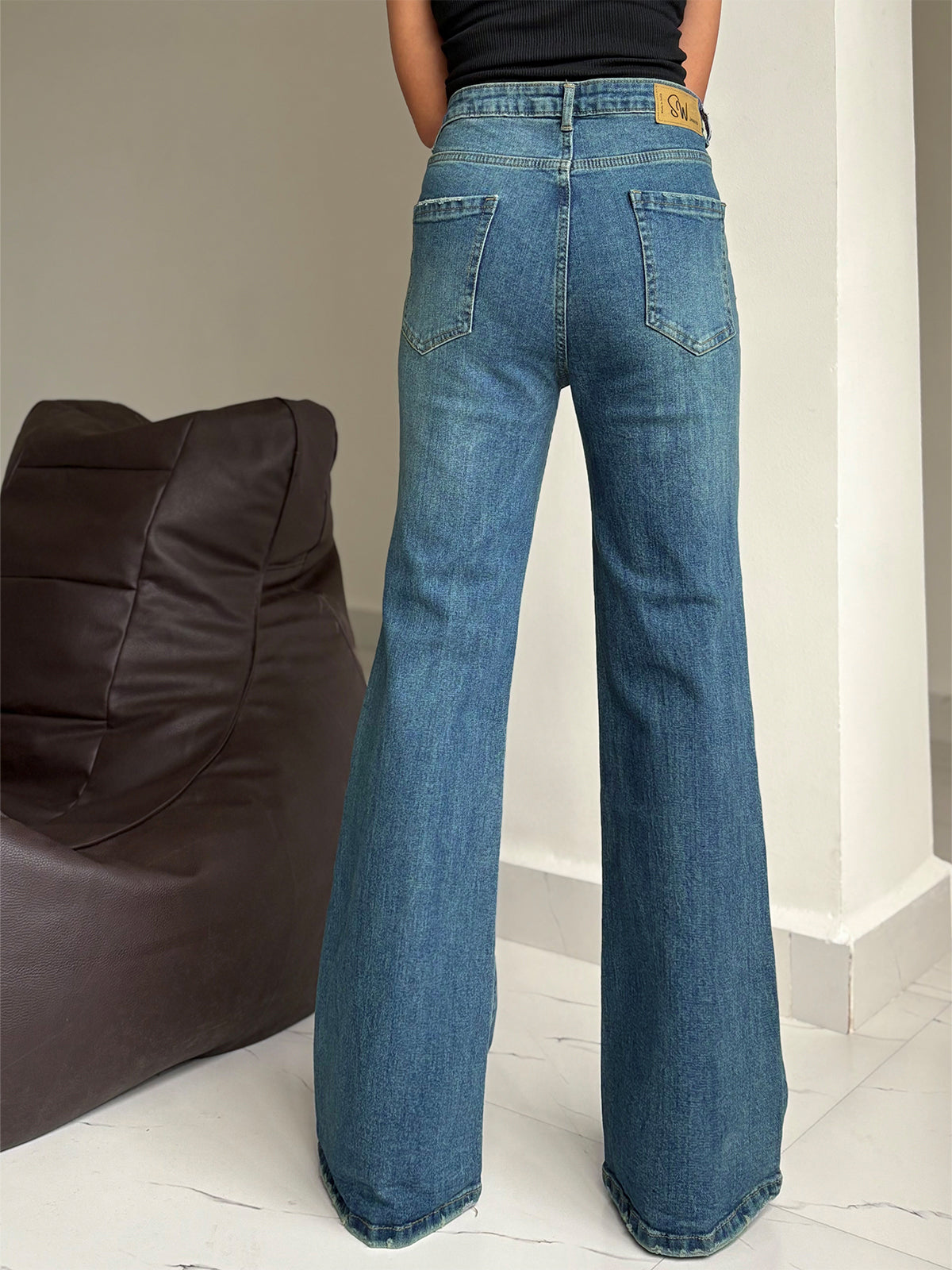 Premium Blue Vintage Washed Bootcut Jeans