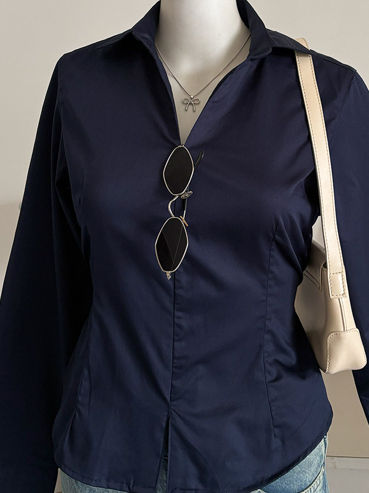 Deep Navy Corset Fitted Shirt