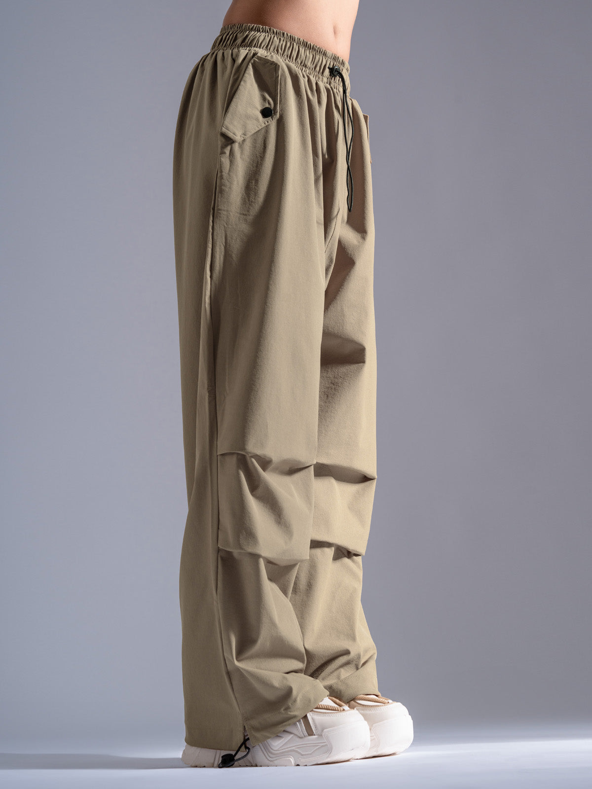 Sand Nylon Baggy Parachute Pants